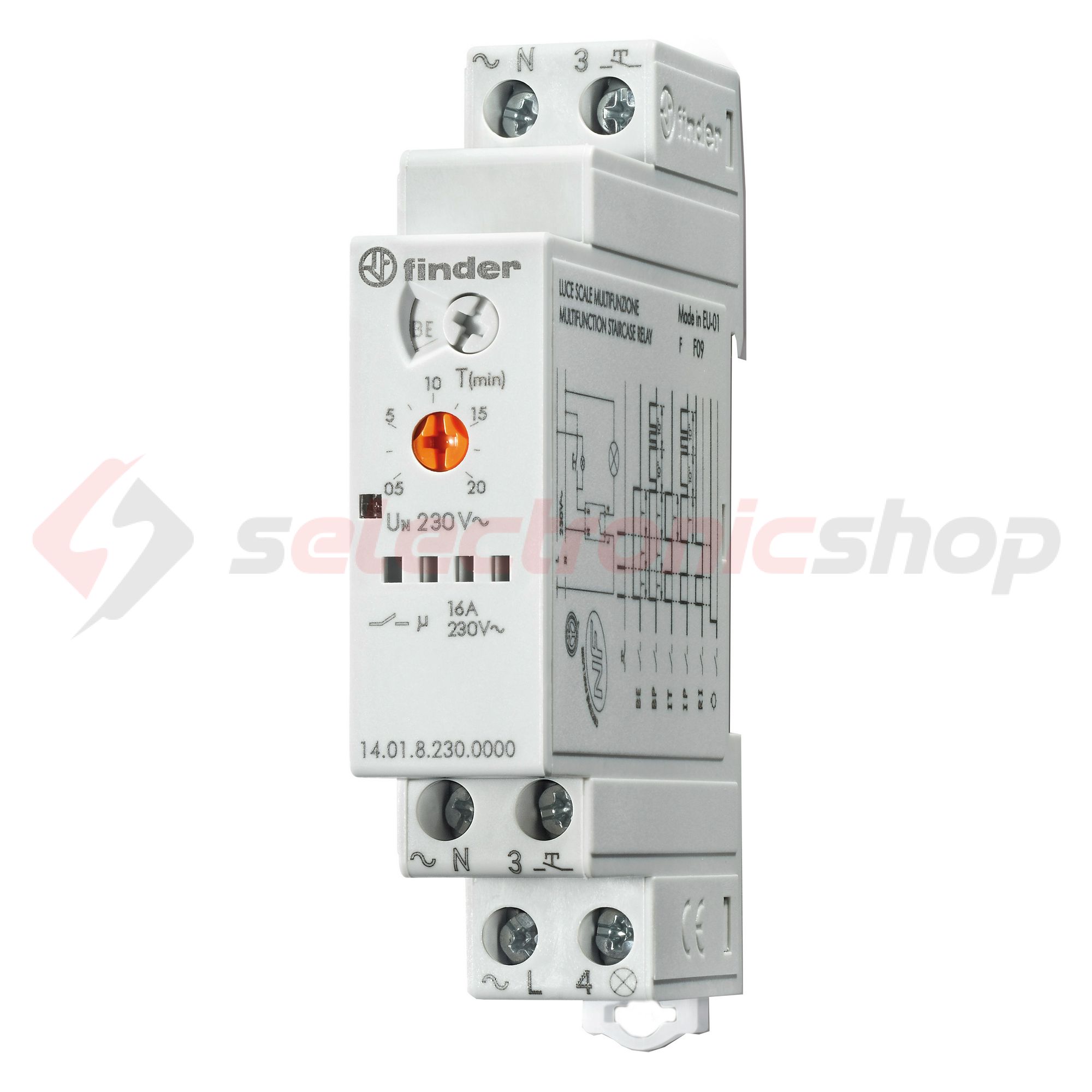 Lépcsőházi automata sorolható elektronikus multifunkciós 1z 16A 230V AC 14.01.8.230.0000 FINDER - 140182300000