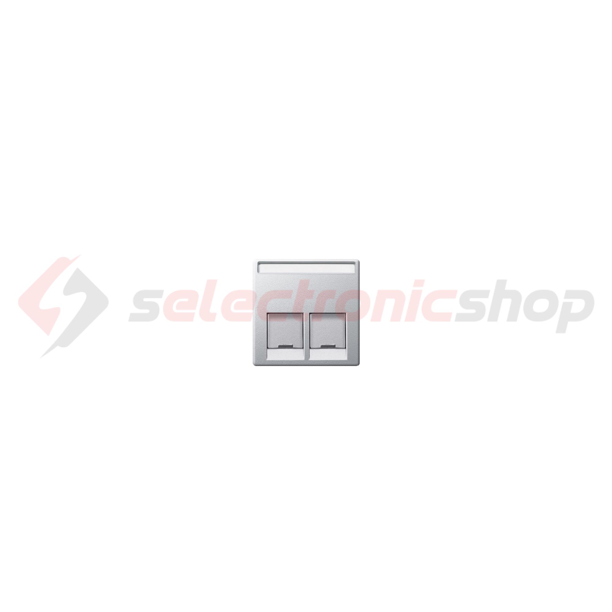 Merten-SM fedlap 2xRJ45 adatcsatlakozóhoz műanyag alumínium címketartóval Schneider - MTN466560