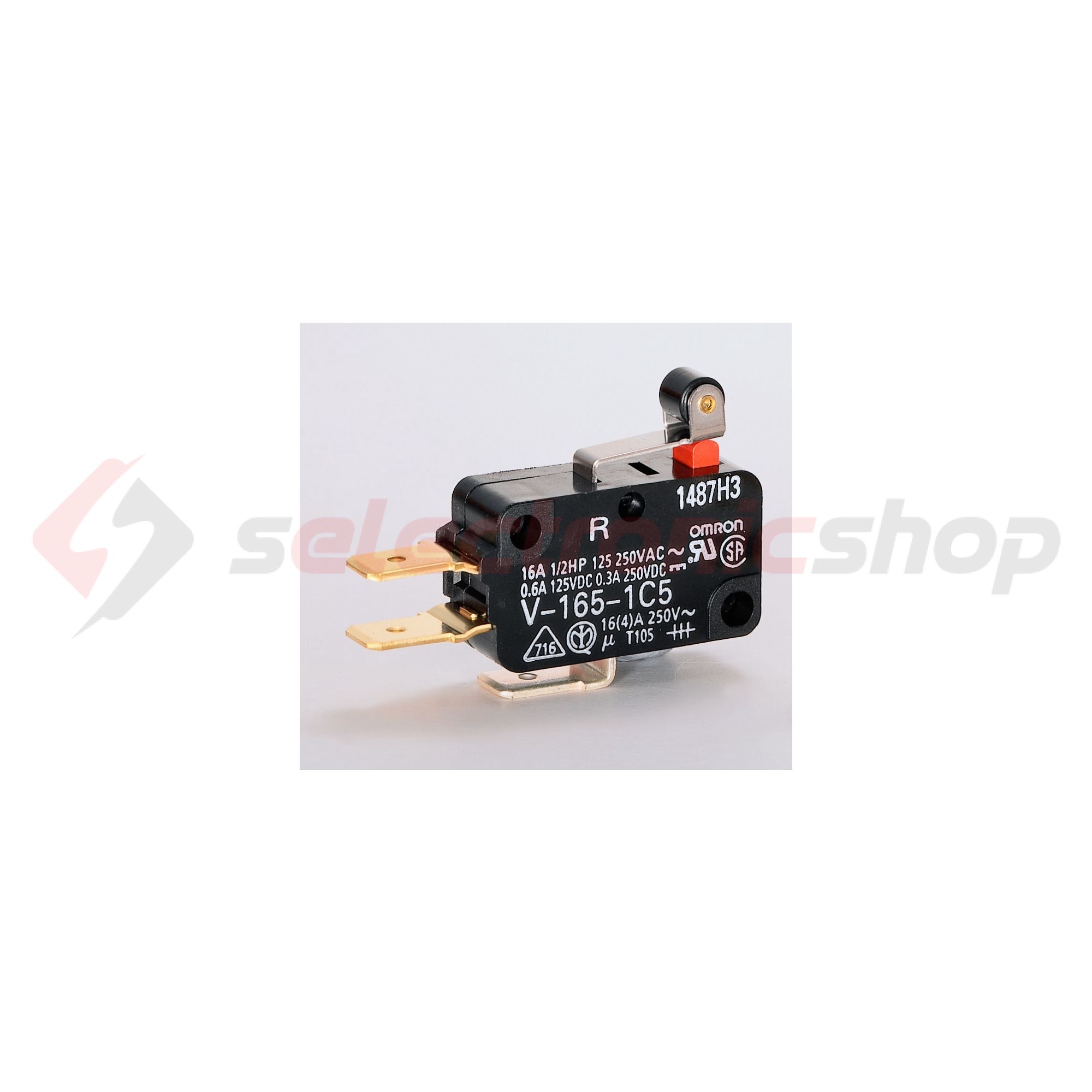 Mikrokapcsoló rövid lemezkar-görgő műanyag 1v 4A/AC15/230V IP40 V-165-1C5(R) OMRON - 109451