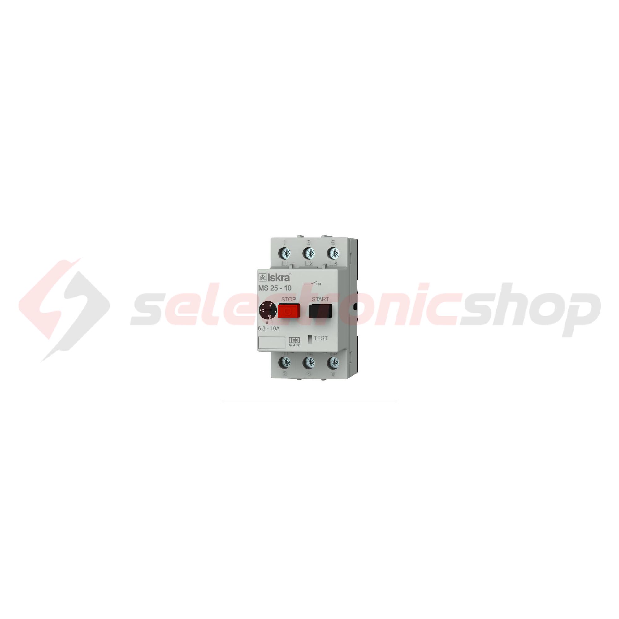 Motorvédő kapcsoló 3P 6,3-10A-hő 6kA fix termomágneses csavaros MS25 Iskra - 30.107.964
