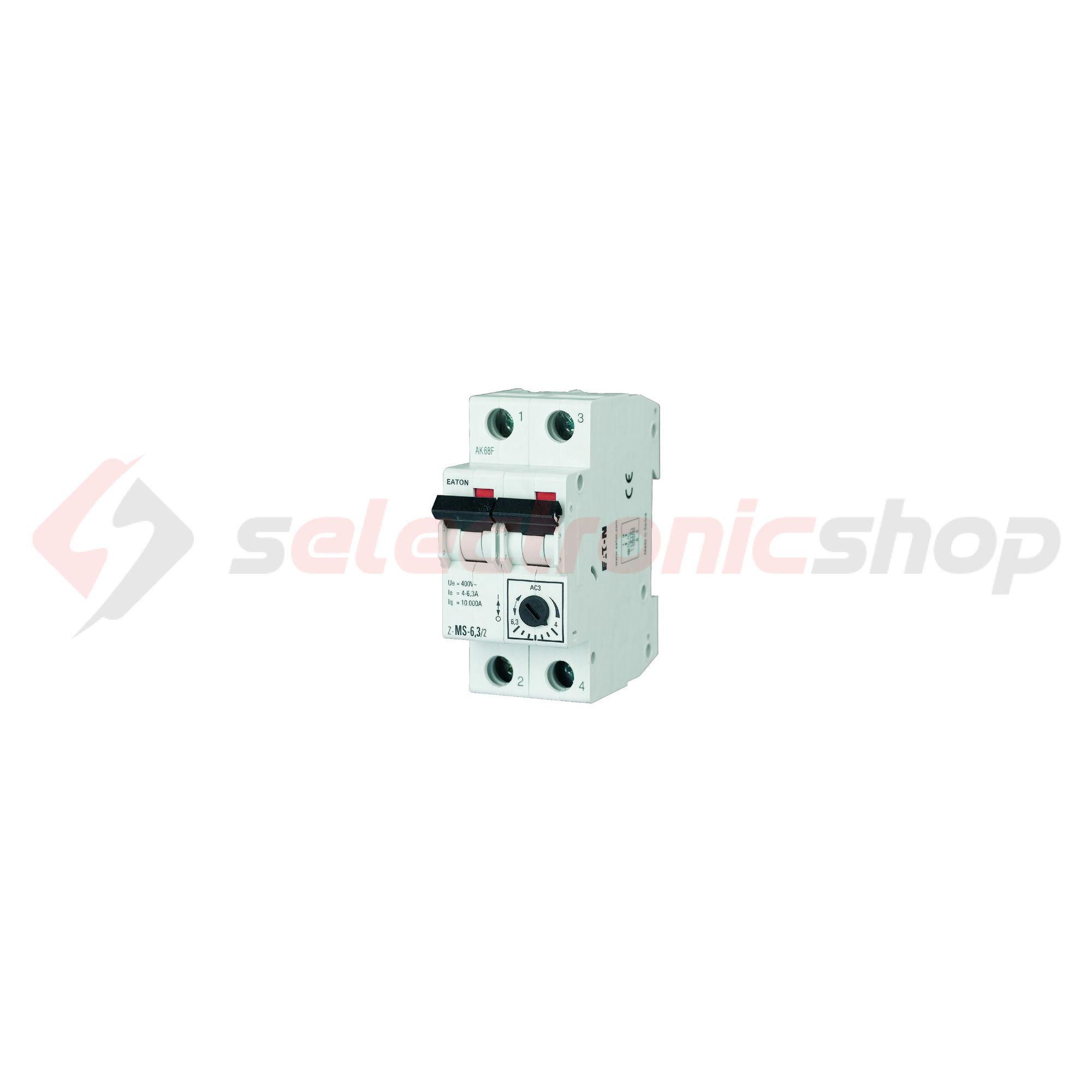 Motorvédő kapcsoló sorolható 6.3-10A-hő 10kA fix mágneses csavaros Z-MS-10/2 EATON - 248398