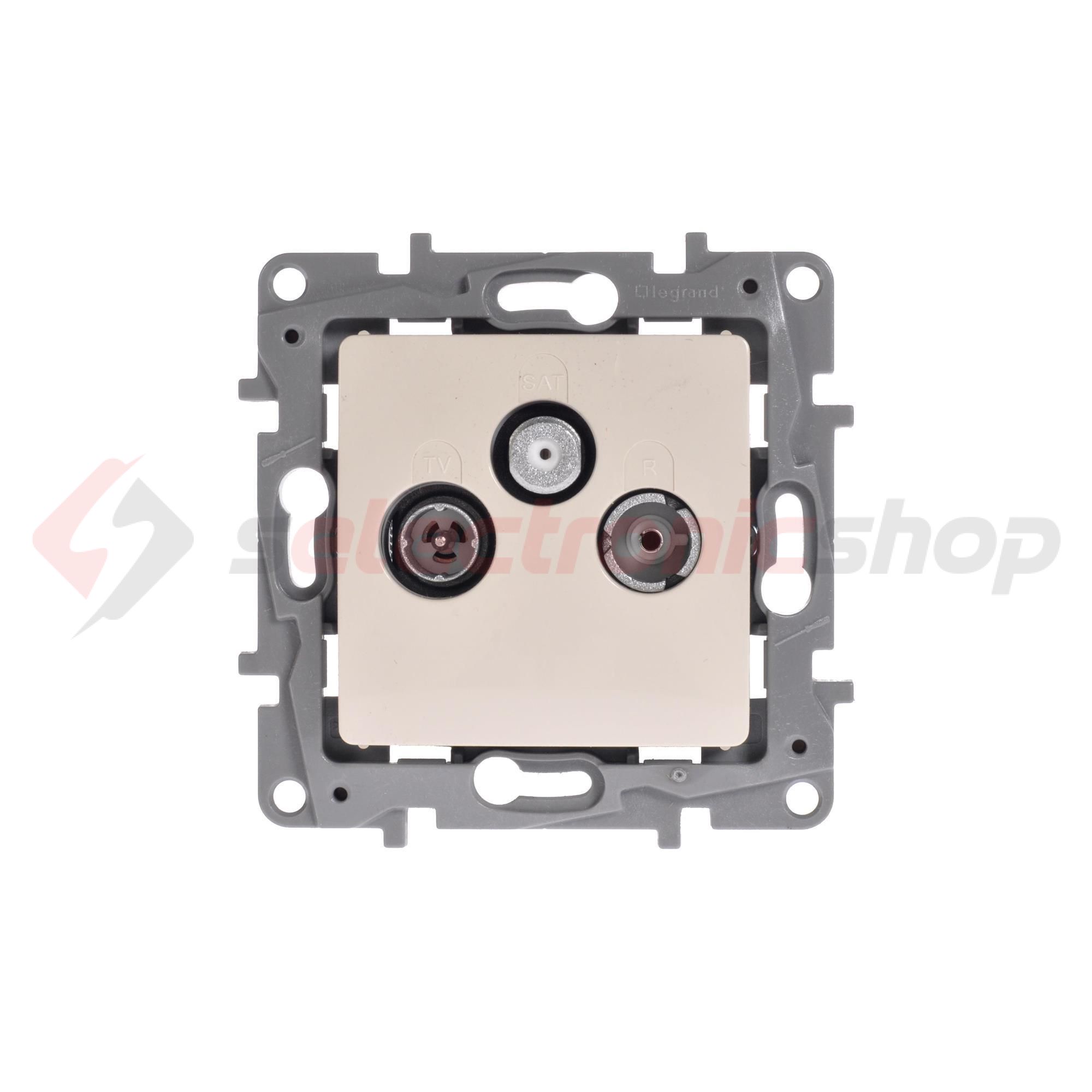 Niloé antenna aljzat TV-R-SAT süllyesztett bézs 3-kimenet átmenő 14dB/860MHz LEGRAND - 764664