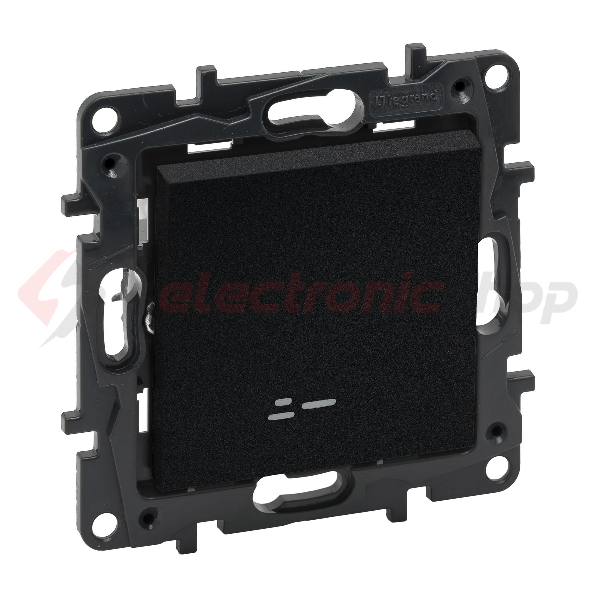 NiloéStep 101 1P kapcsoló +jelzőfény betét közp. fedéllel fekete süllyesztett rugós IP20 LEGRAND - 863511