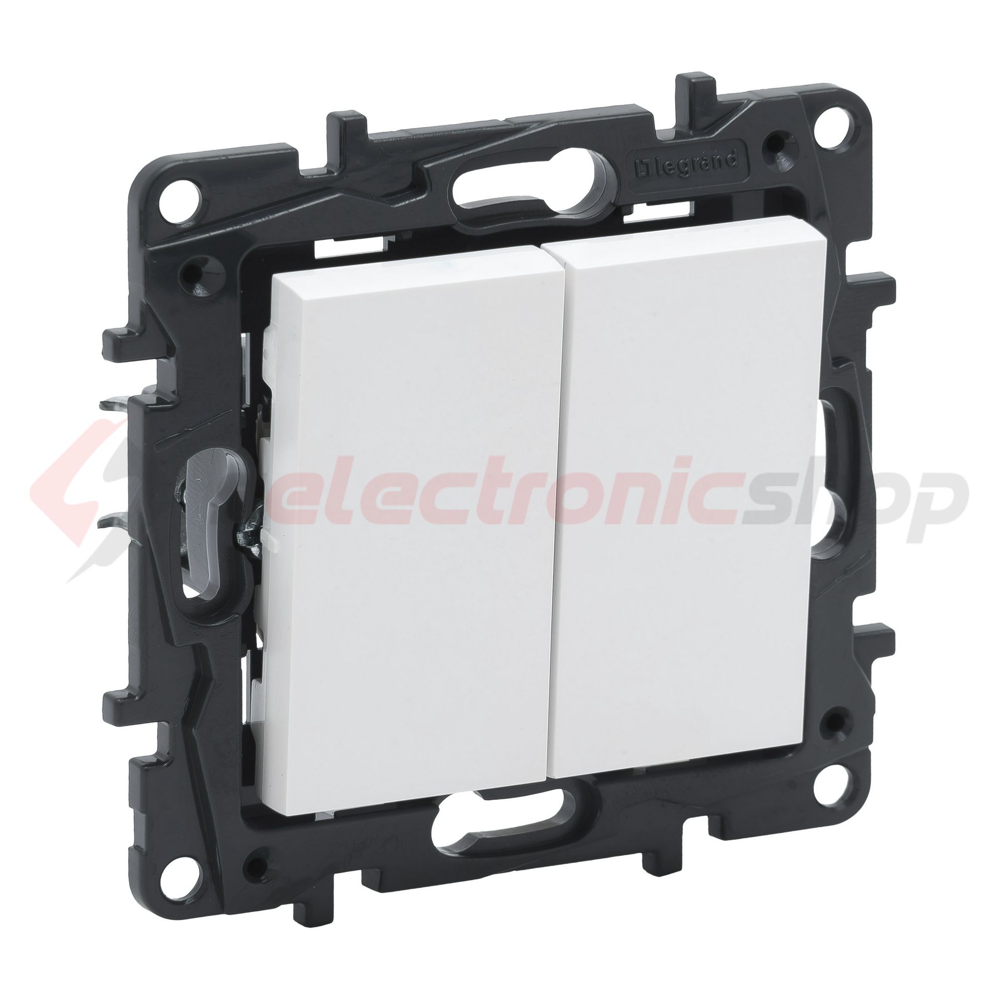 NiloéStep 105 2x1P csillárkapcsoló betét közp. fedéllel fehér süllyesztett rugós IP20 LEGRAND - 863105