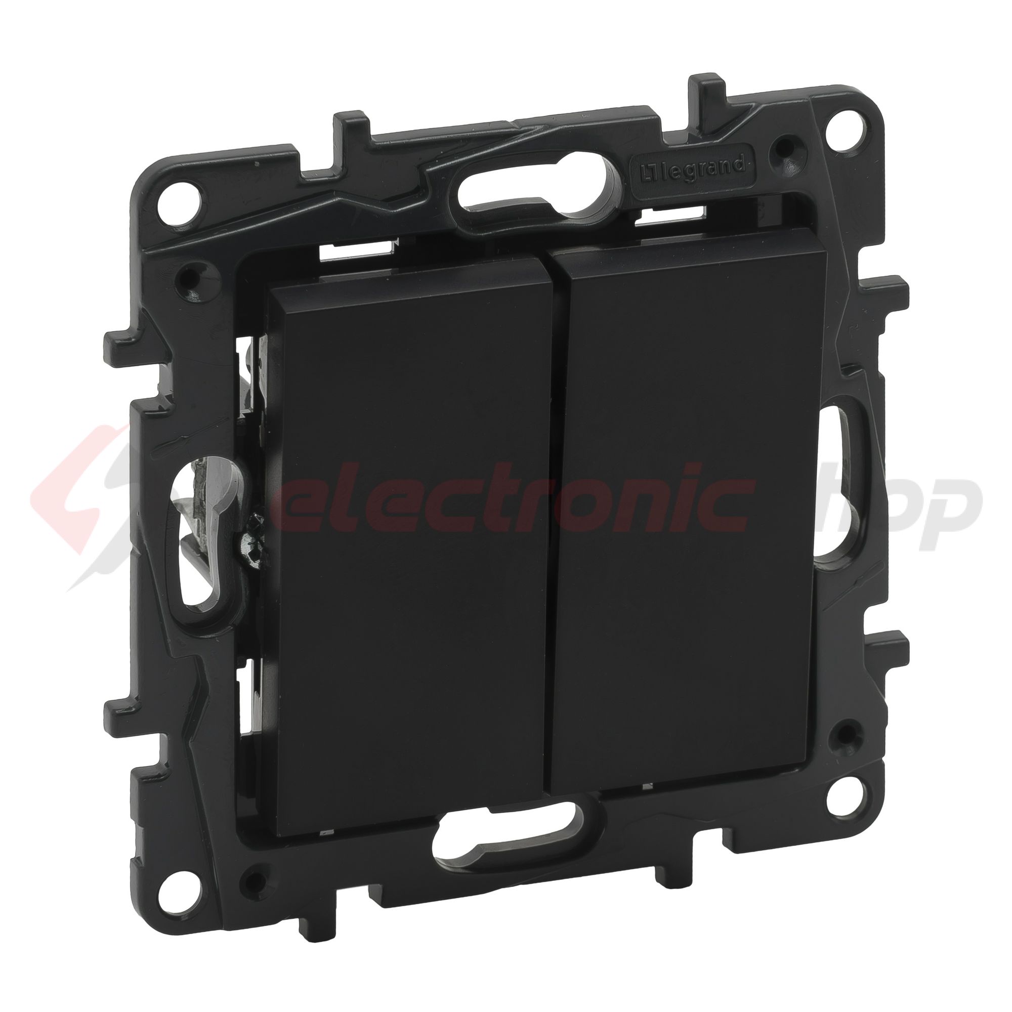 NiloéStep 105 2x1P csillárkapcsoló betét közp. fedéllel fekete süllyesztett rugós IP20 LEGRAND - 863505