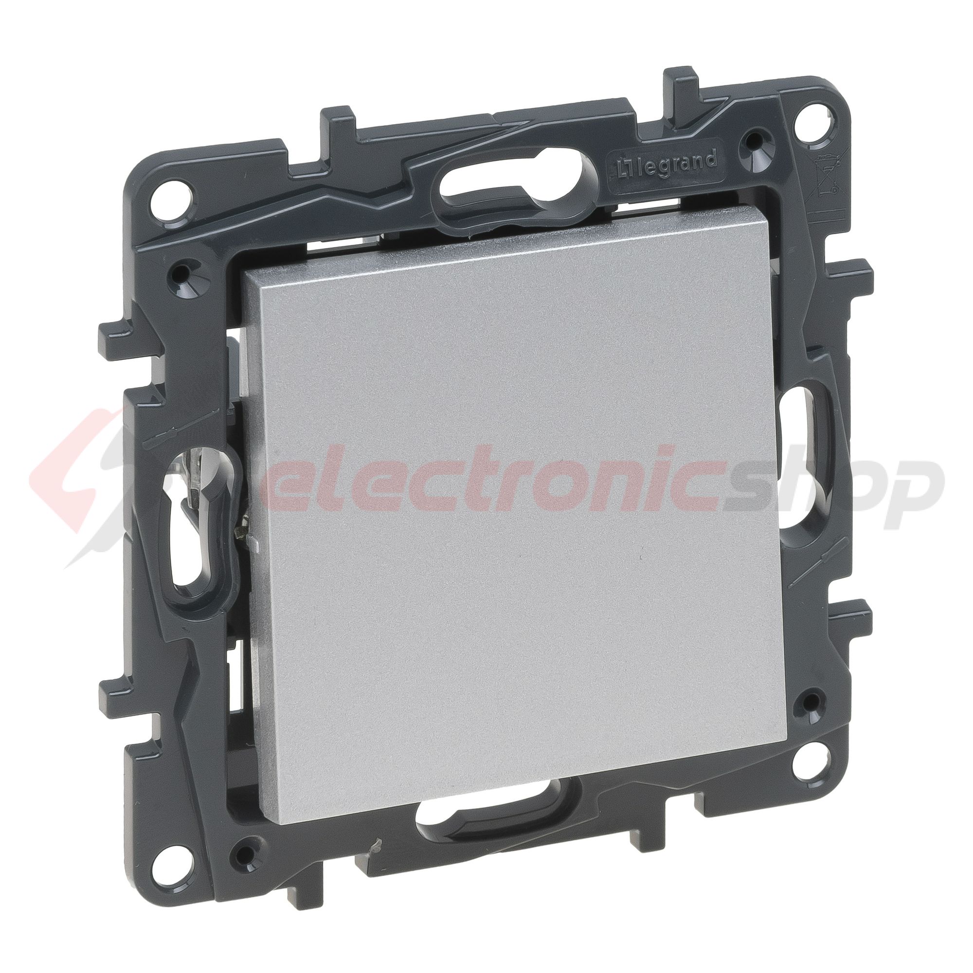 NiloéStep 106 váltókapcsoló betét közp. fedéllel alumínium süllyesztett rugós IP20 LEGRAND - 863306