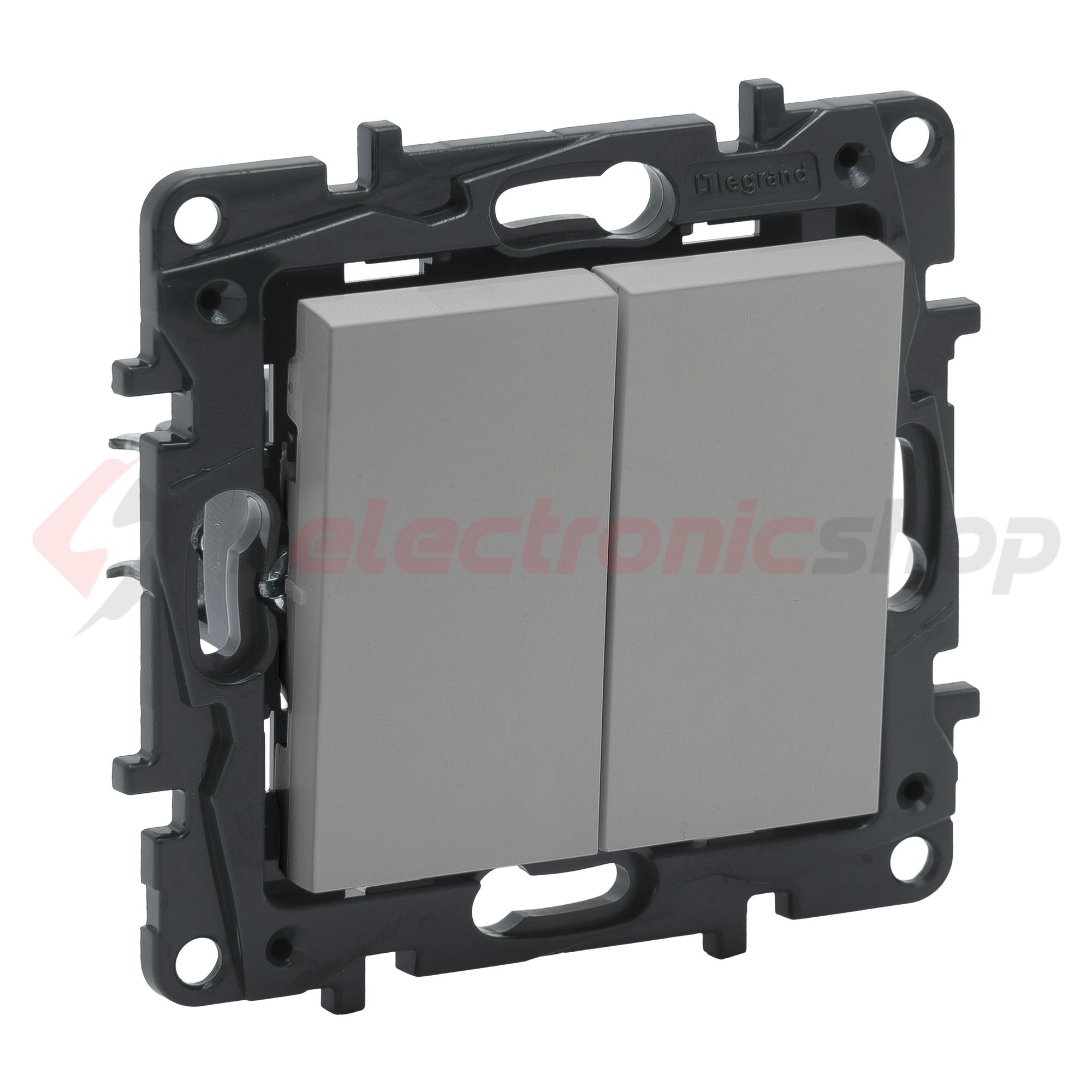 NiloéStep N101/2 kettős nyomó betét közp. fedéllel 2- billentyűs 2z alumínium IP00 LEGRAND - 863312