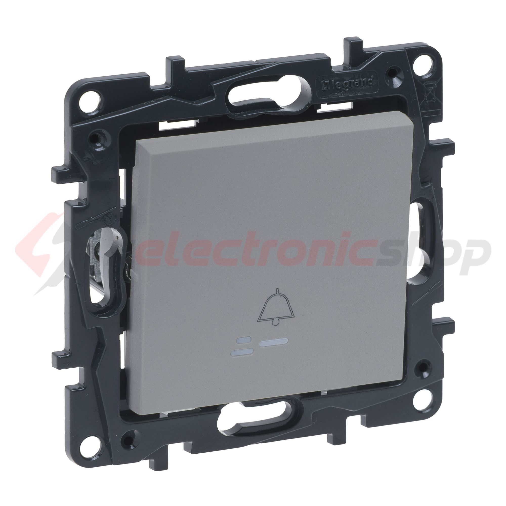 NiloéStep N101 nyomó jelzőfénnyel betét közp. fedéllel 1- billentyűs 1z alumínium csengő LEGRAND - 863310