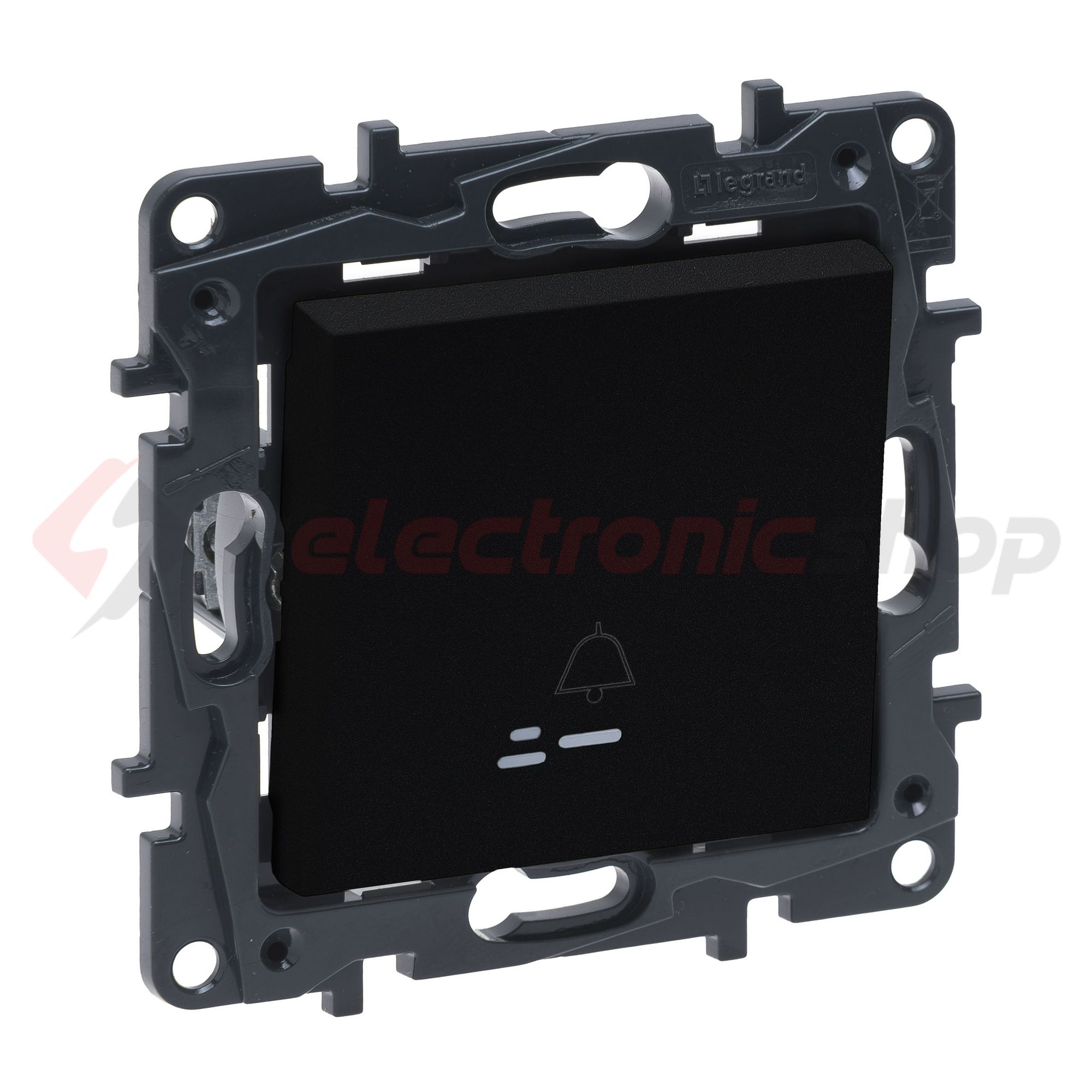 NiloéStep N101 nyomó jelzőfénnyel betét közp. fedéllel 1- billentyűs 1z fekete csengő LEGRAND - 863510