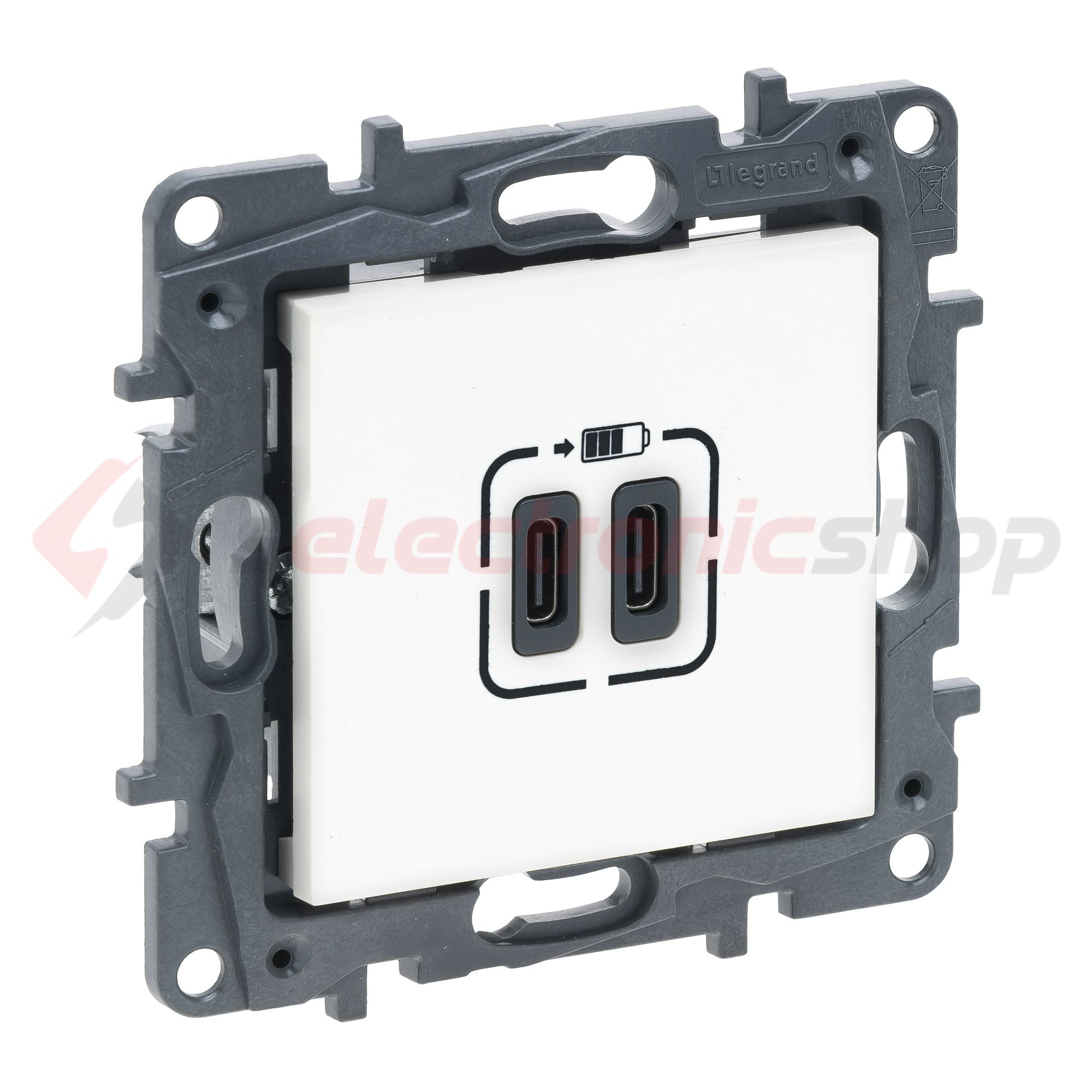 NiloéStep USB töltőaljzat C+C 3000mA/ 5V süllyesztett fehér IP40 LEGRAND - 863139