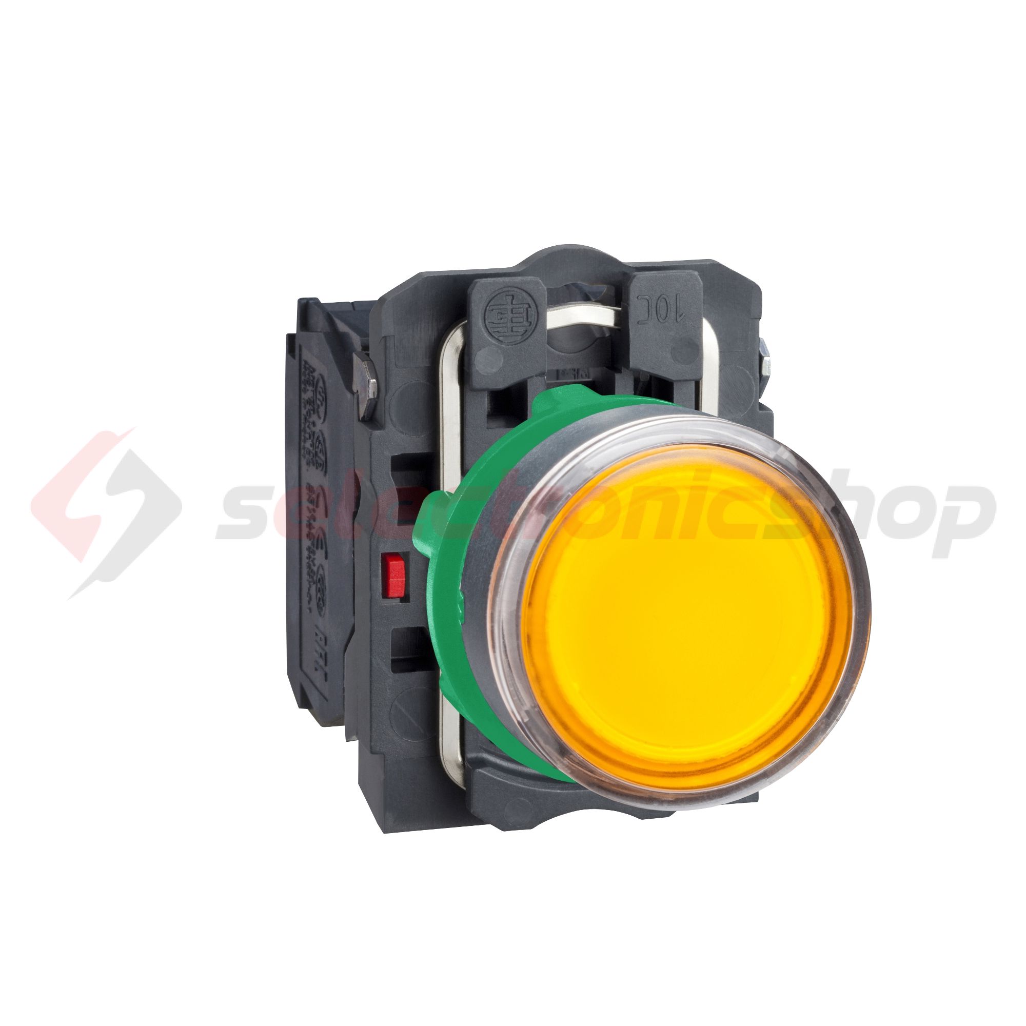 Nyomógomb komplett műa. d22 világító narancs lapos visszaugró 1z 1ny kerek Harmony XB5 Schneider - XB5AW35M5