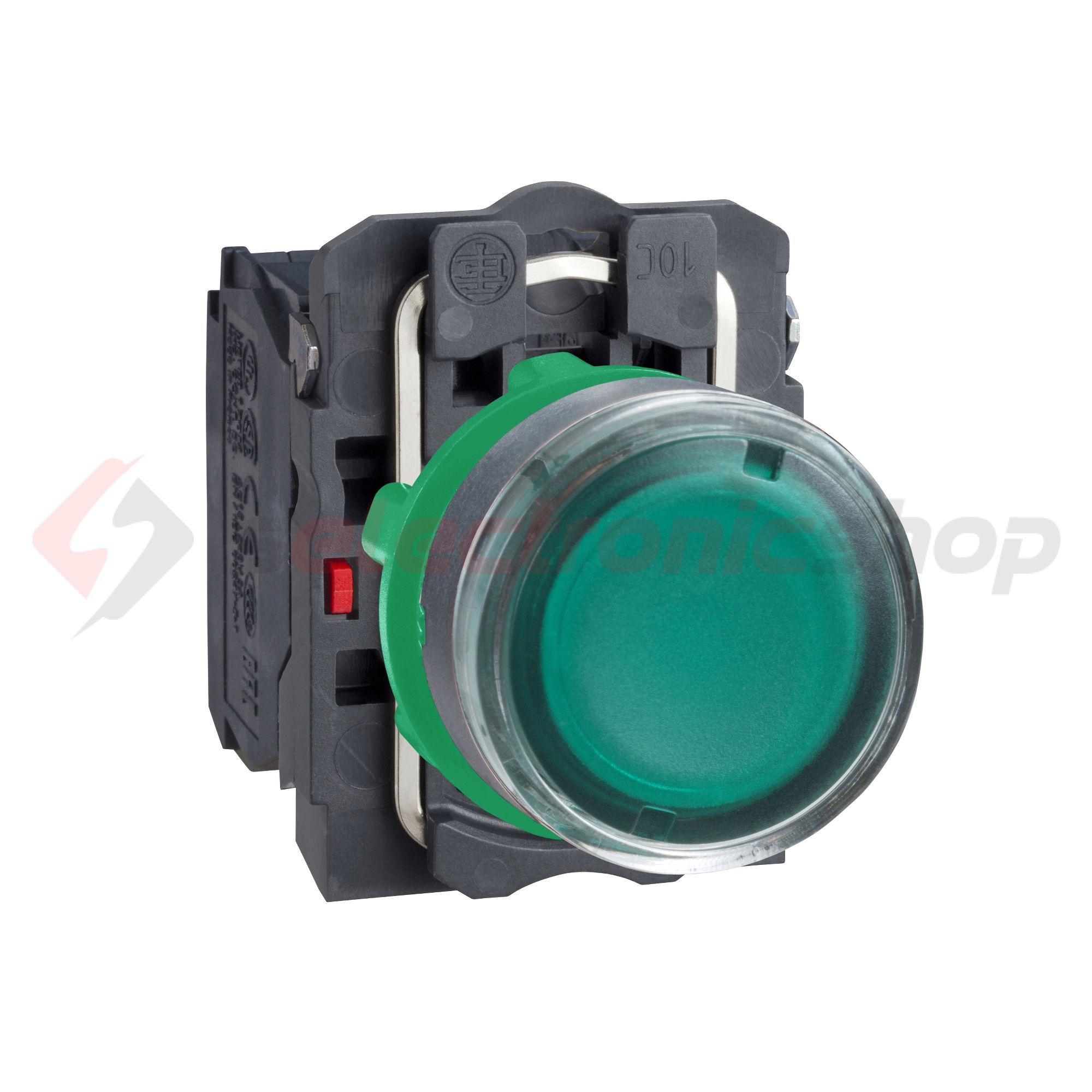 Nyomógomb komplett műa. d22 világító zöld lapos visszaugró 1z 1ny csavaros Harmony XB5 Schneider - XB5AW33M5