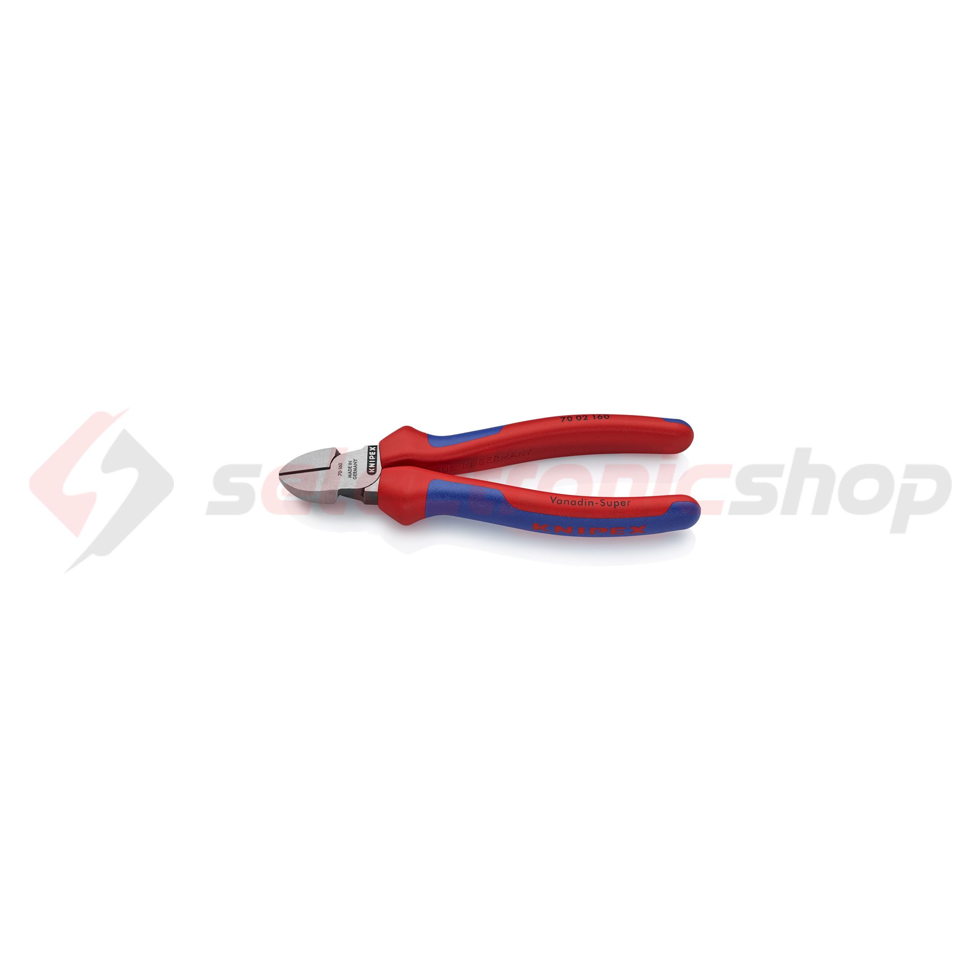 Oldalcsípő fogó 62HRC max.d4/2,8/2mm hosszított vágóél piros-kék normál 160mm KNIPEX - 7002160