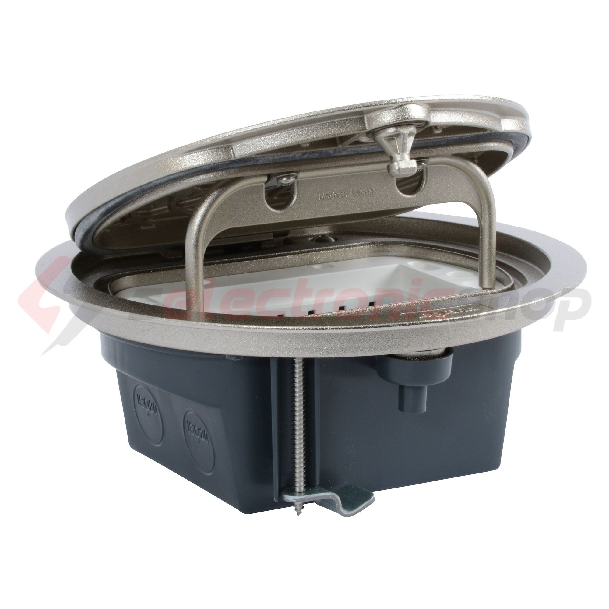 Padlódoboz Mosaichoz IP66 kerek 4-szerelvényhez krómozott cink öntvény LEGRAND - 088064