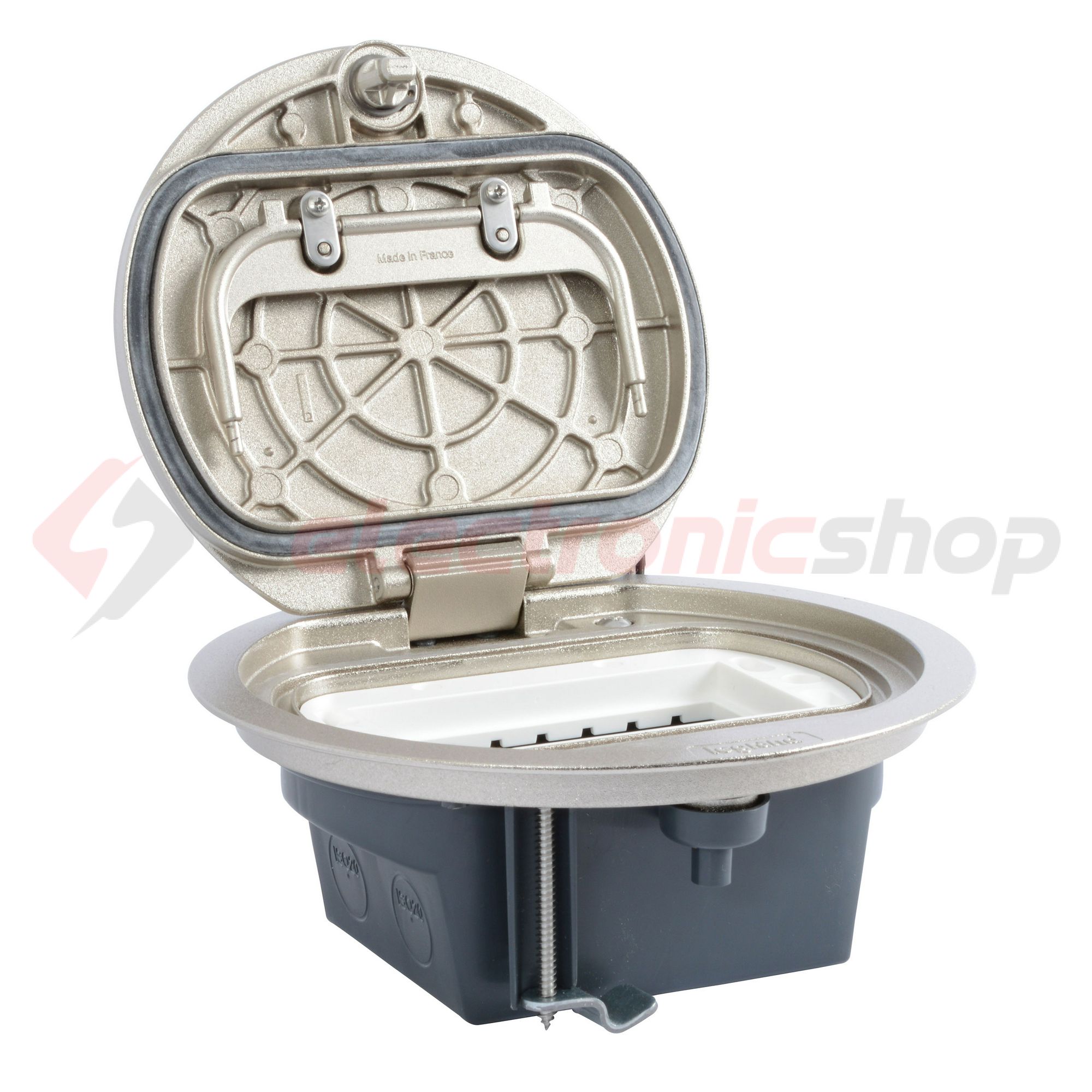 Padlódoboz Mosaichoz IP66 kerek 4-szerelvényhez krómozott cink öntvény LEGRAND - 088064