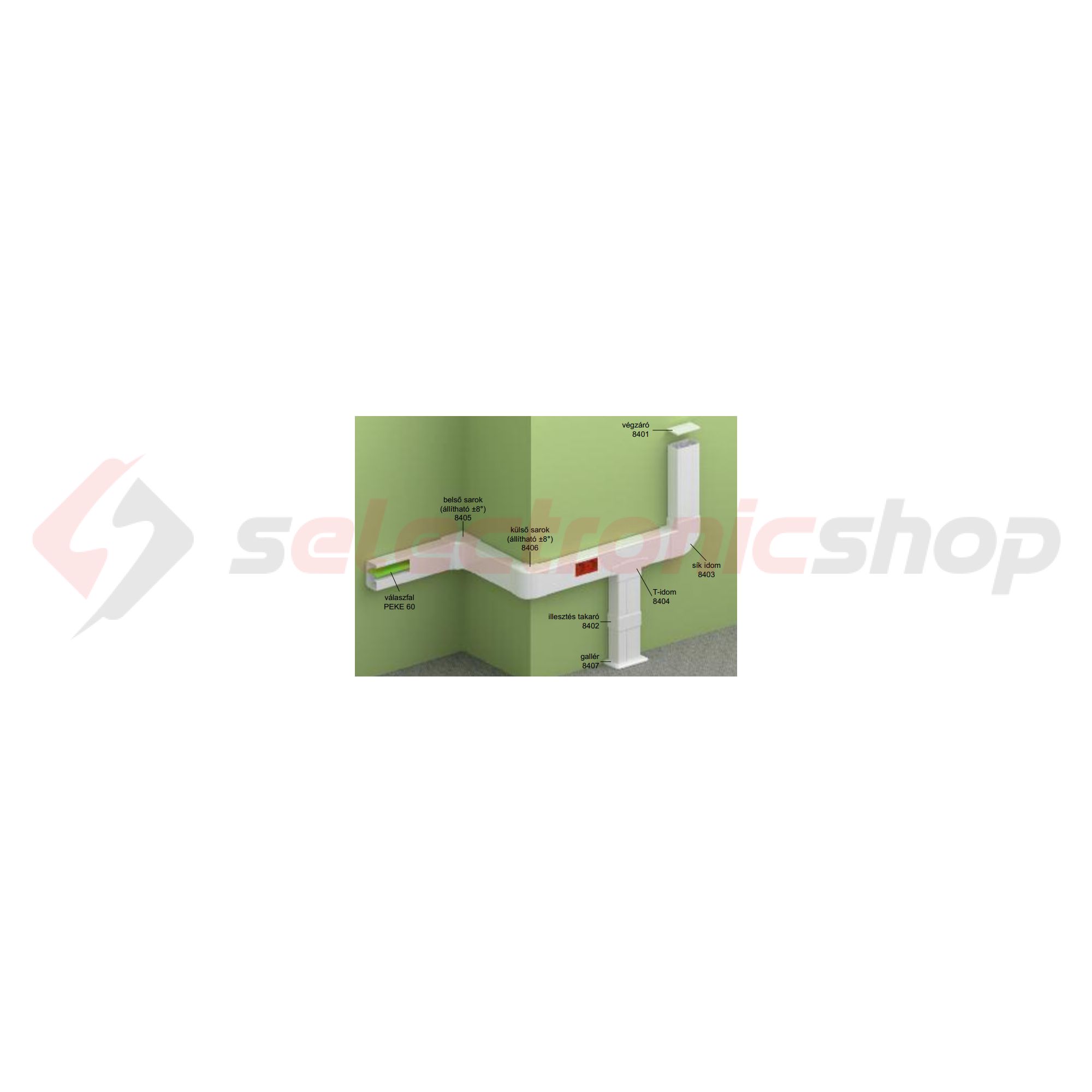 Parapetcsatorna végzáró 90x55-höz szimmetrikus 90mmx 55mm műanyag fényesfehér PK KOPOS - 8401_HB