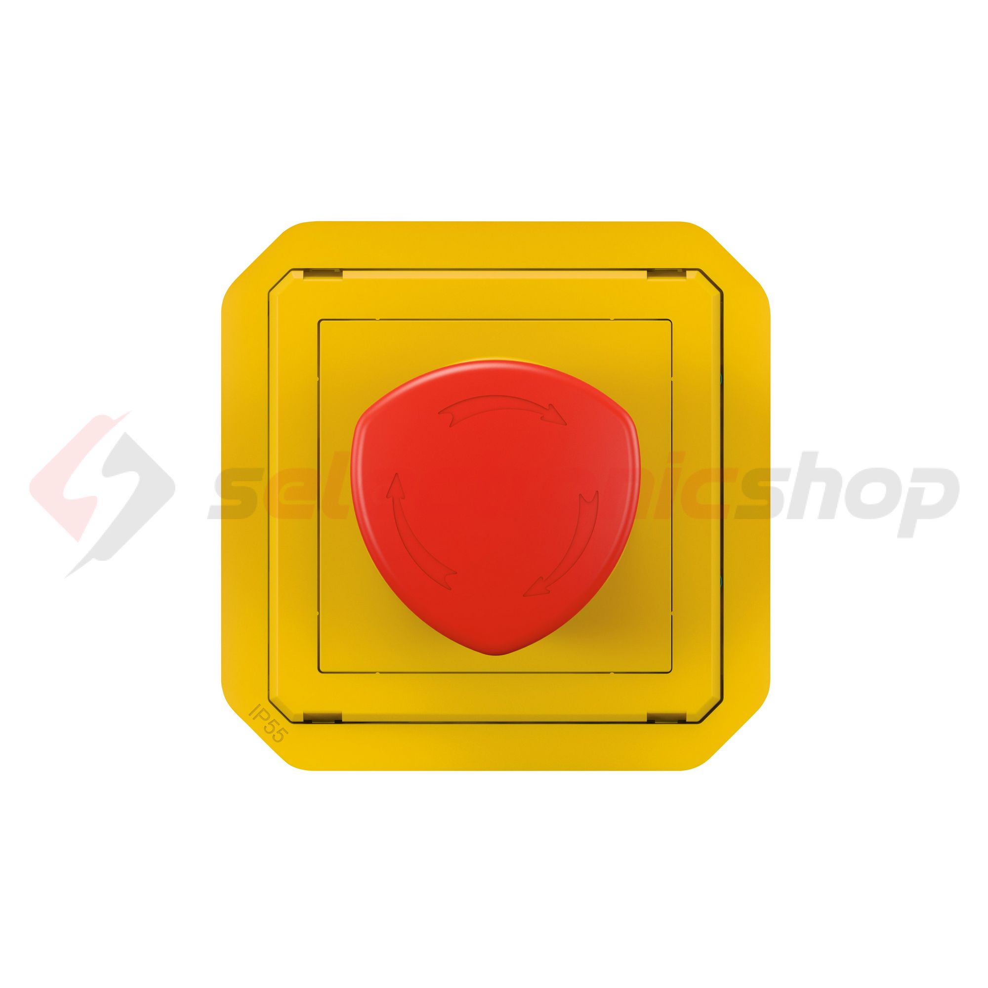 Plexo gomba nyomófej sárga előlap vészleállító piros reteszelt fordító nyugtázás LEGRAND - 069549
