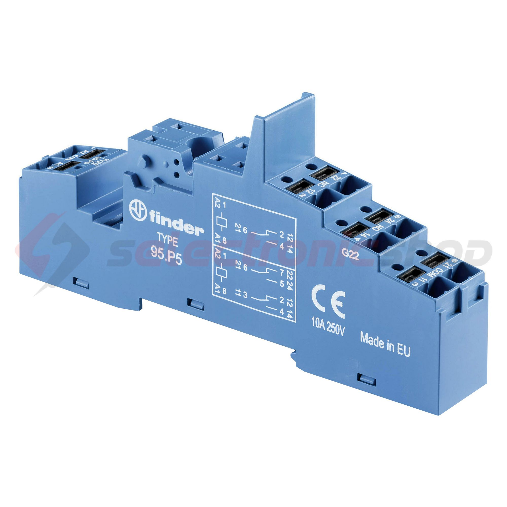 Reléfoglalat 40.51/52/61-hez dugaszolós DIN (kalap)sín 35mm 95.P5 FINDER - 95P5