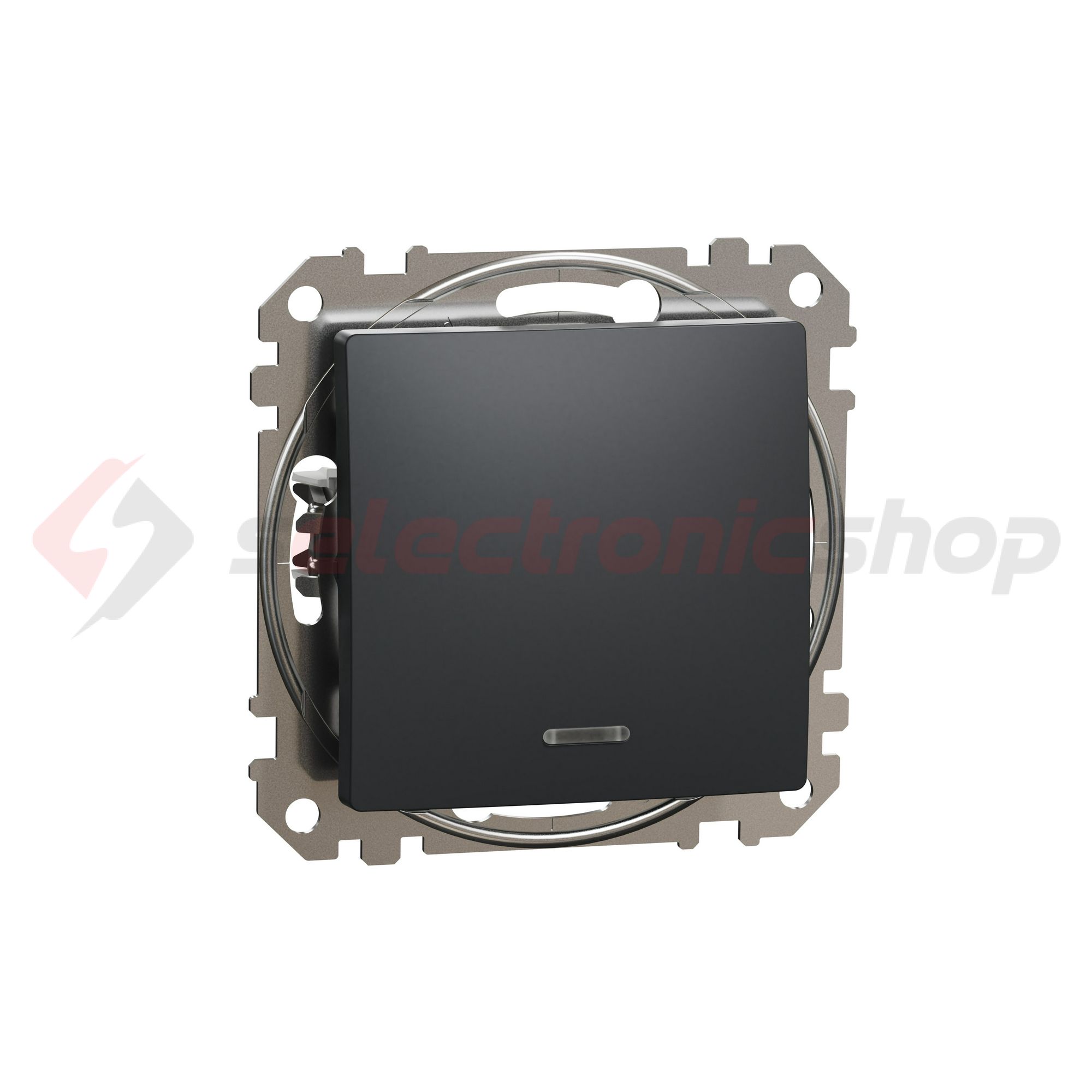 SednaÚj 101 1P kapcsoló +jelzőfény betét adapterrel antracit süllyesztett rugós IP20 Schneider - SDD114101L