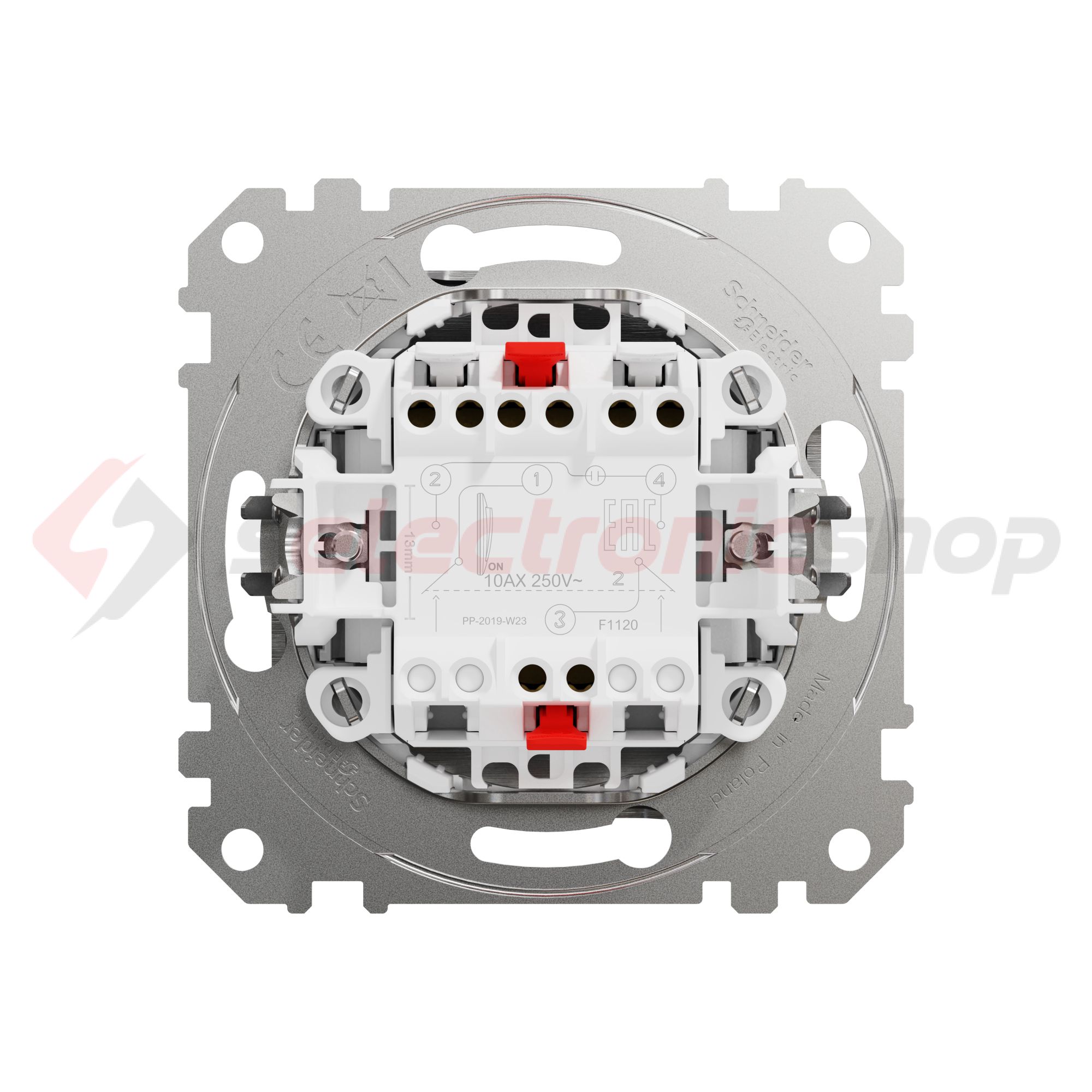 SednaÚj 102 2P kapcsoló betét adapterrel süllyesztett rugós IP20 billentyű/gomb Schneider - SDD170102