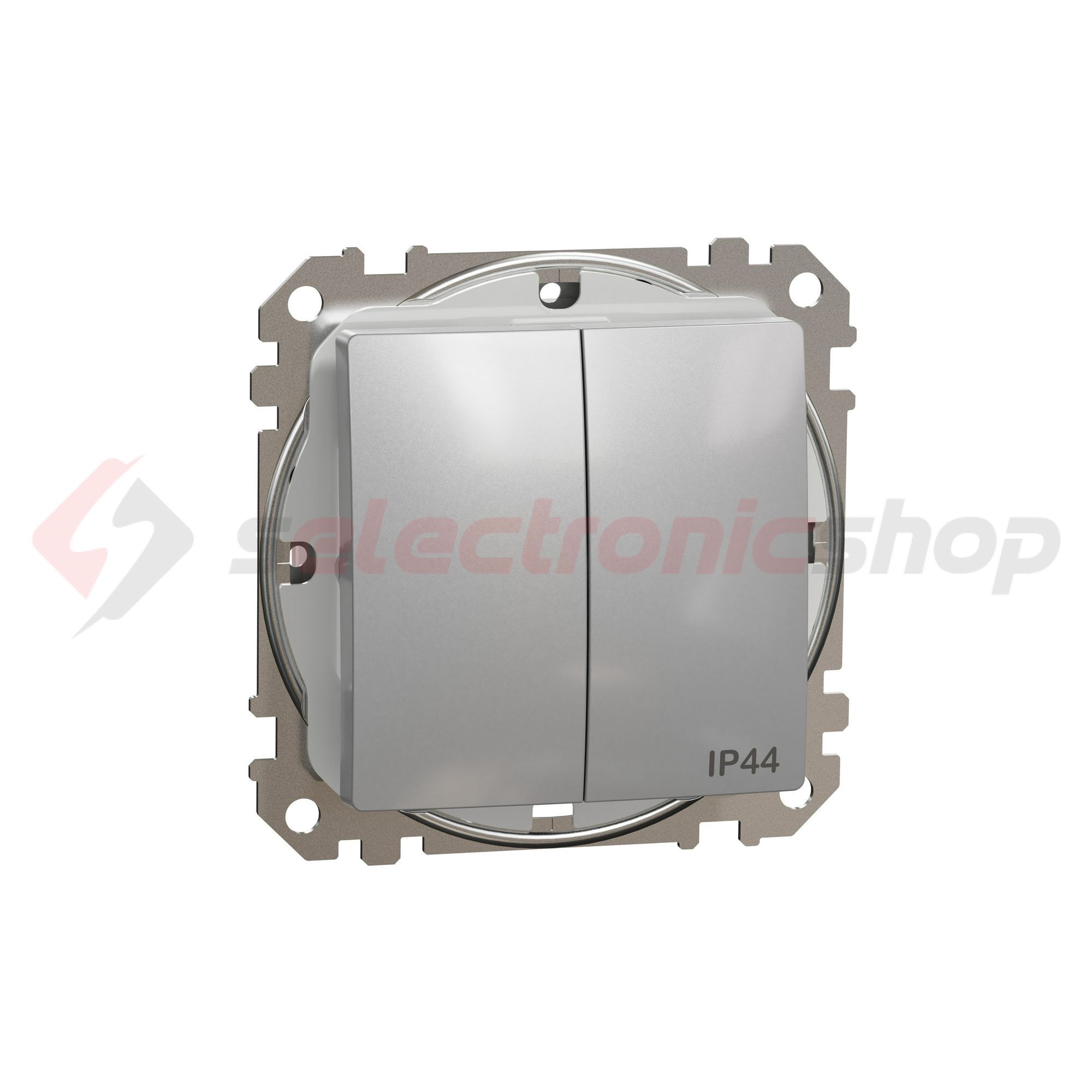 SednaÚj 105 2x1P csillárkapcsoló betét adapterrel alumínium süllyesztett rugós IP44 Schneider - SDD213105