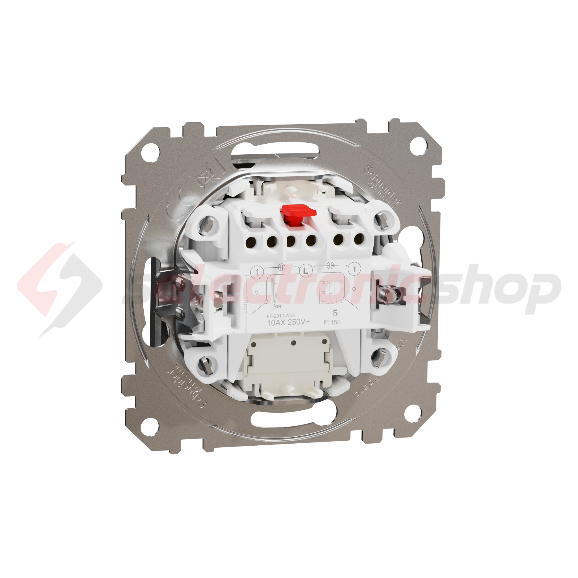 SednaÚj 105 2x1P csillárkapcsoló +jelzőfény betét adapterrel süllyesztett rugós IP20 Schneider - SDD170105L