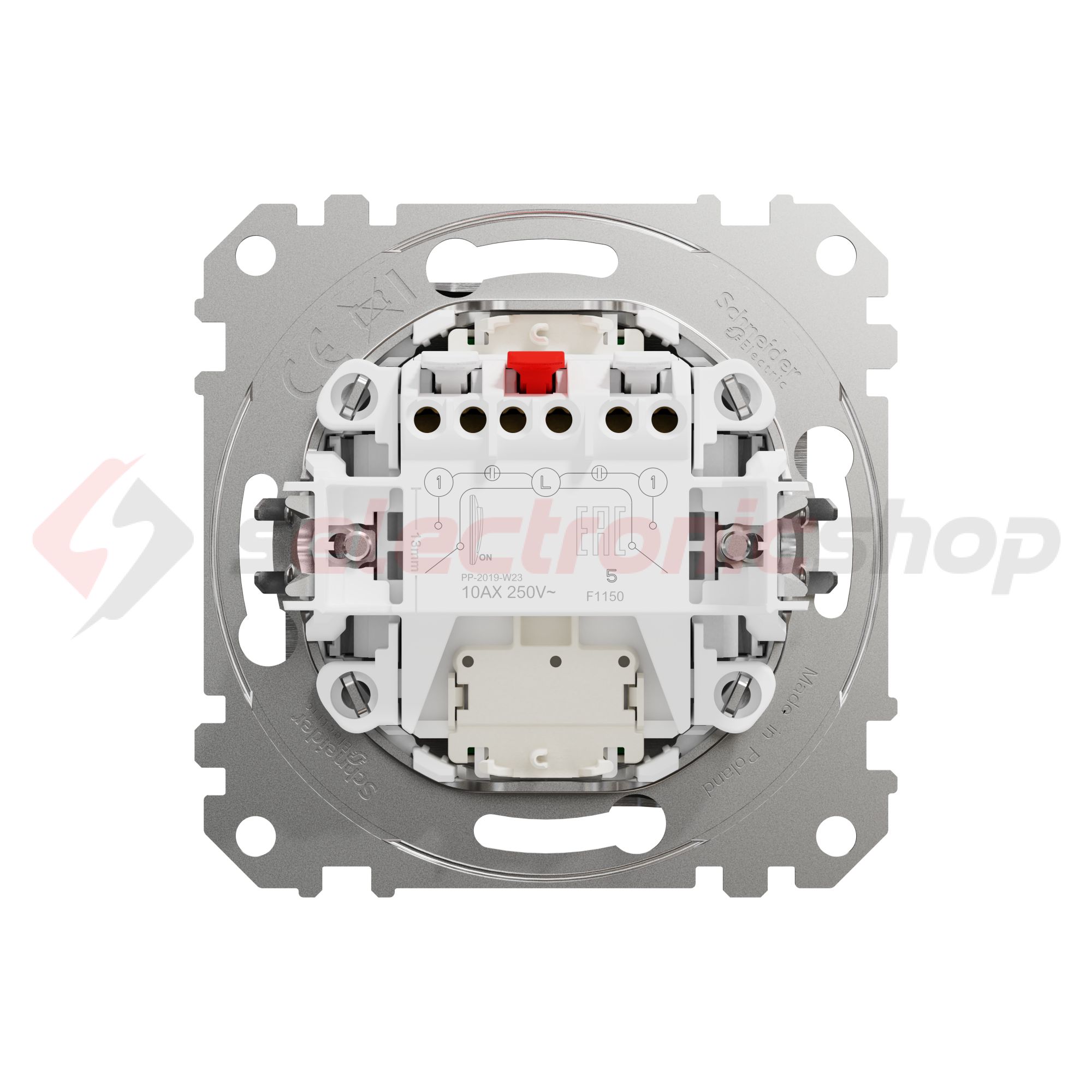 SednaÚj 105 2x1P csillárkapcsoló +jelzőfény betét adapterrel süllyesztett rugós IP20 Schneider - SDD170105L