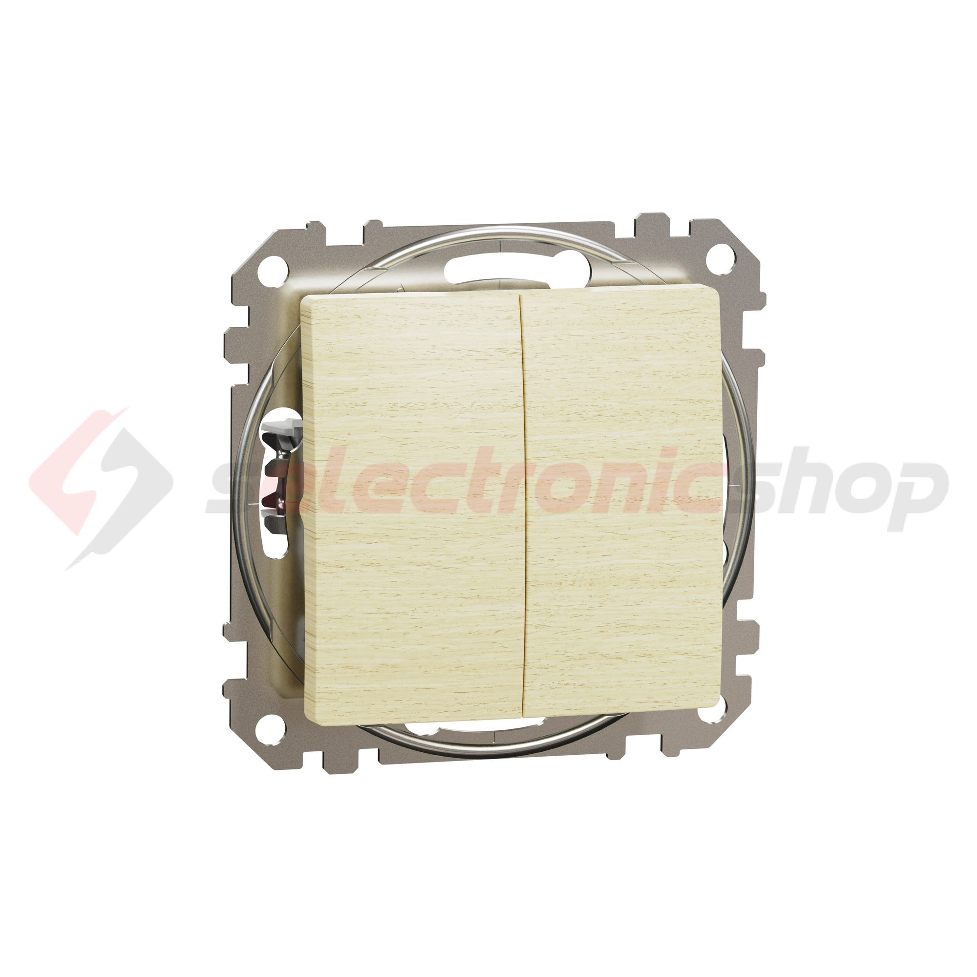 SednaÚj 106+6 kettős váltókapcsoló nyír betét adapterrel fa süllyesztett rugós IP20 Schneider - SDD180108