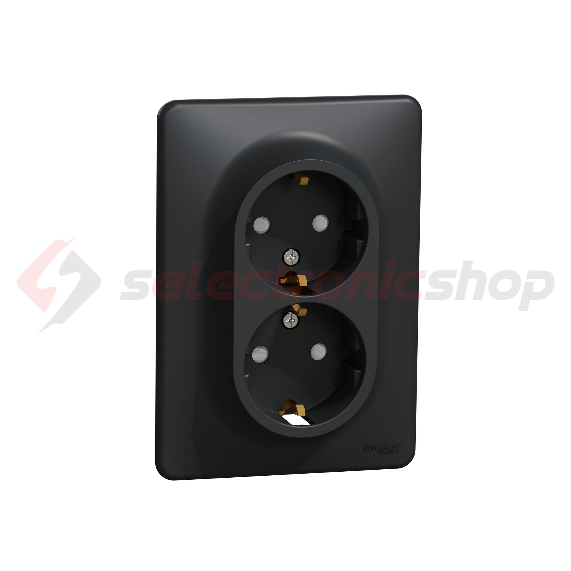 SednaÚj 162/2 dugalj földelt gyerekzárral antracit IP20 süllyesztett csavaros Schneider - SDD314221