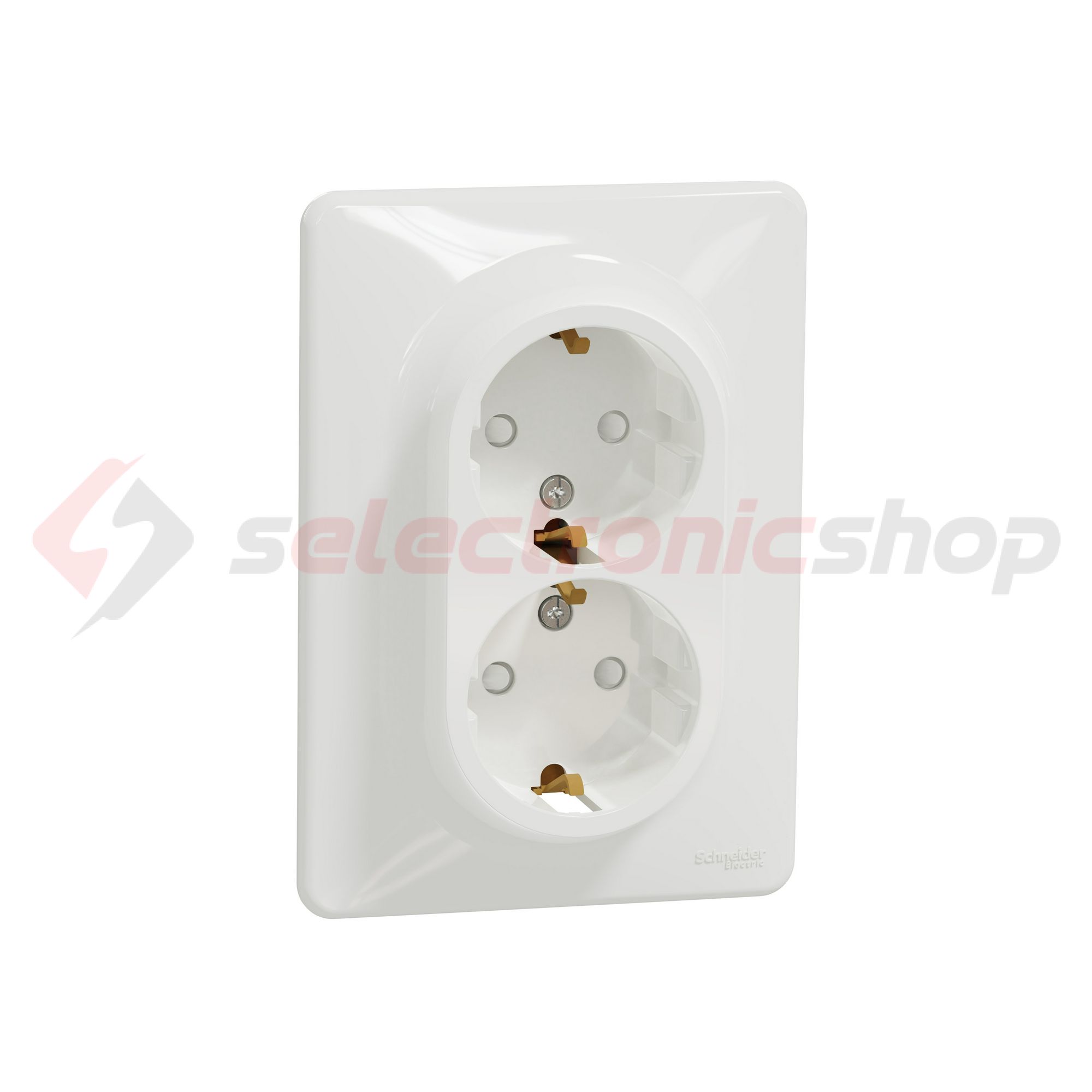 SednaÚj 162/2 dugalj földelt gyerekzárral fehér IP20 süllyesztett csavaros Schneider - SDD311221