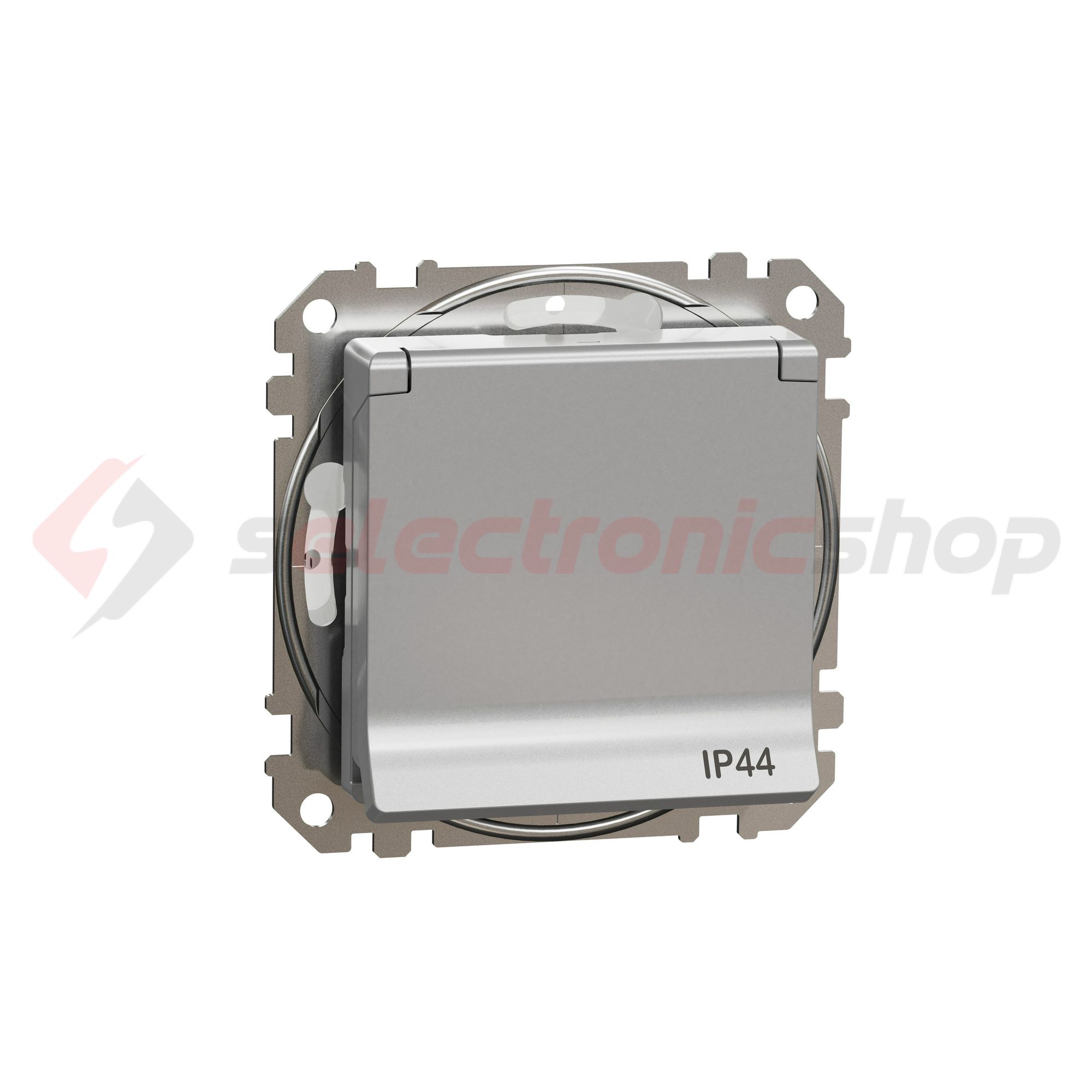 SednaÚj 162 dugalj földelt csapófedéllel gyerekzárral alumínium IP20 süllyesztett Schneider - SDD213023