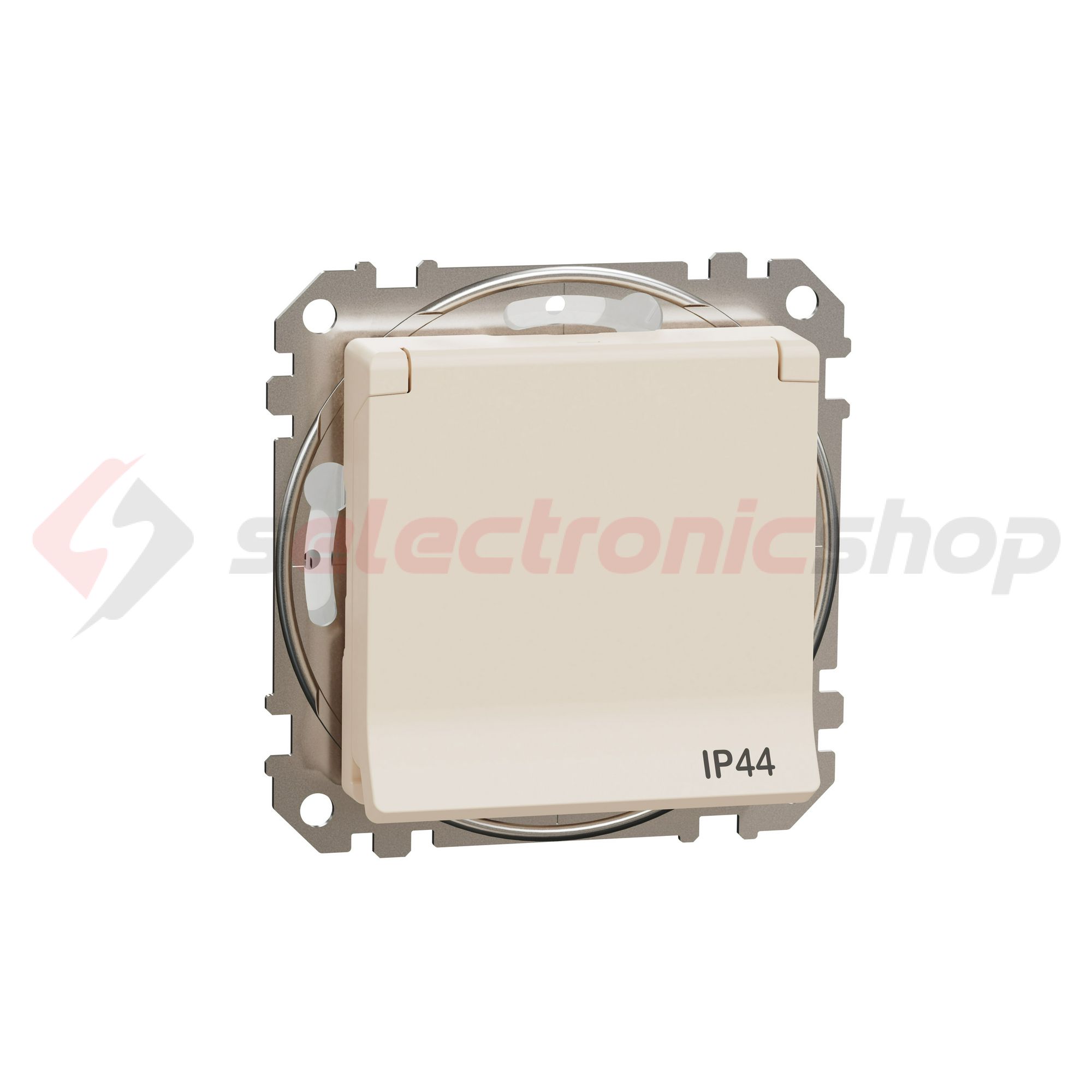 SednaÚj 162 dugalj földelt csapófedéllel gyerekzárral bézs IP44 süllyesztett Schneider - SDD212024