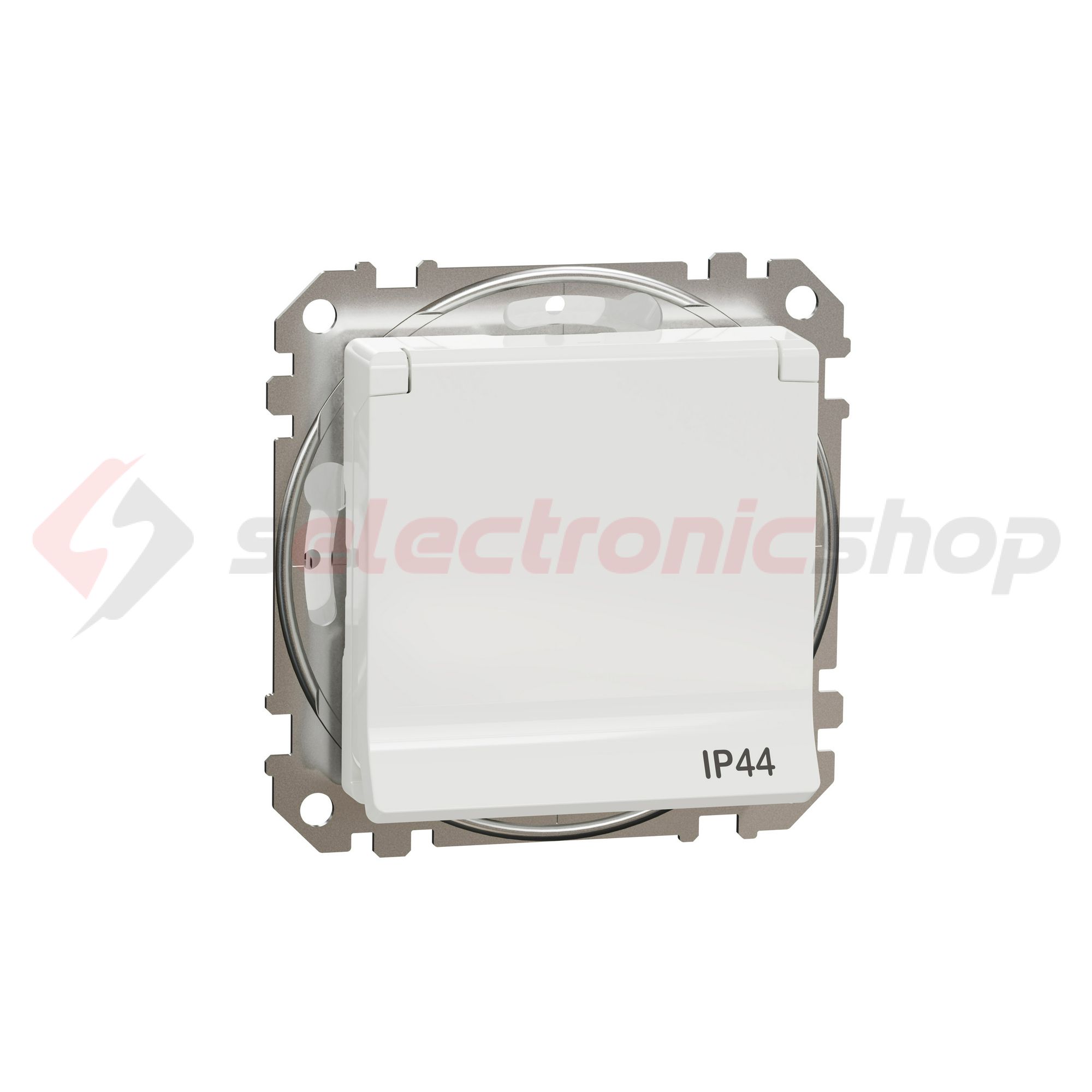 SednaÚj 162 dugalj földelt csapófedéllel gyerekzárral fehér IP44 süllyesztett Schneider - SDD211024