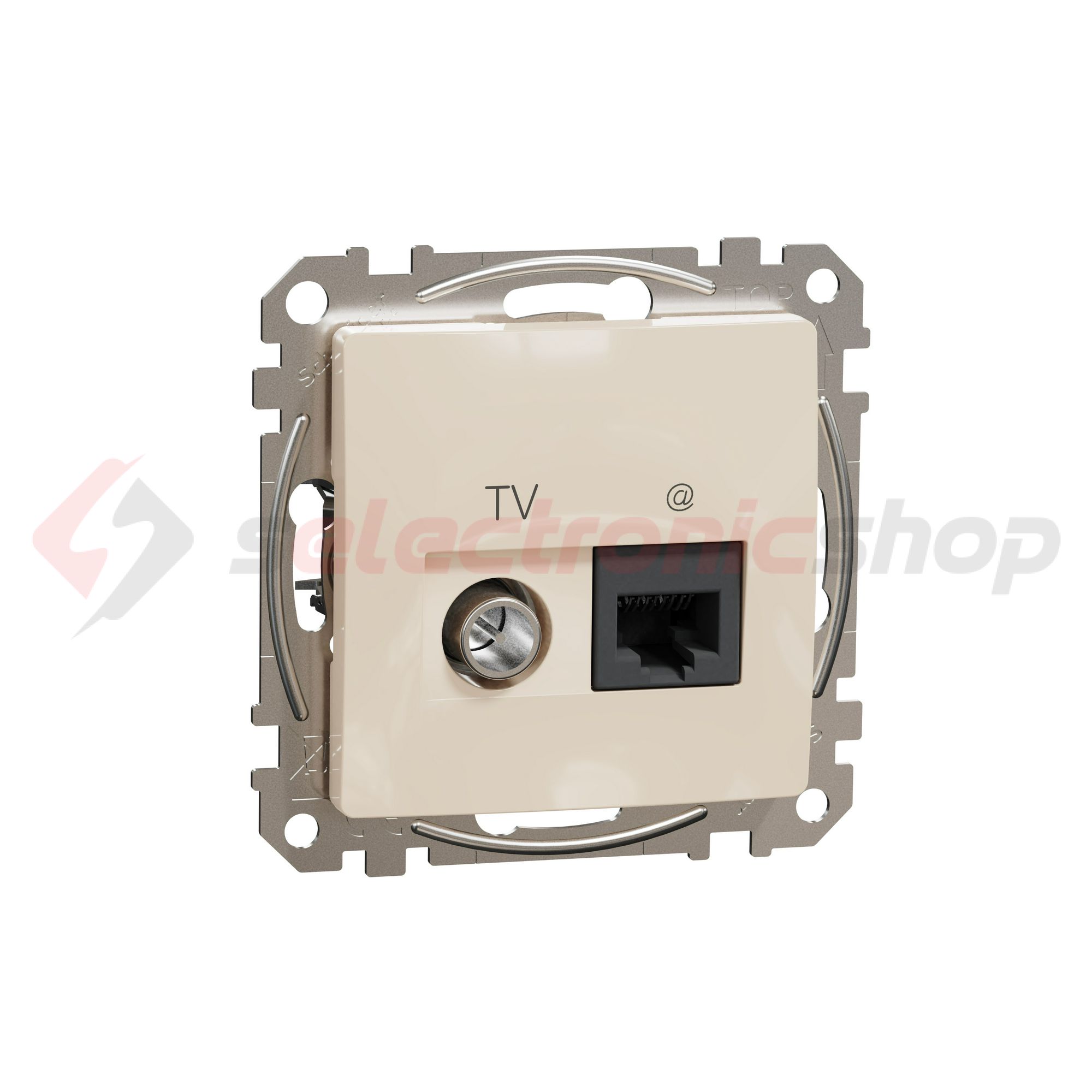 SednaÚj TV 1xKoax 1xRJ45 kezeletlen fényes bézs csavaros Cat6 Schneider - SDD112469T