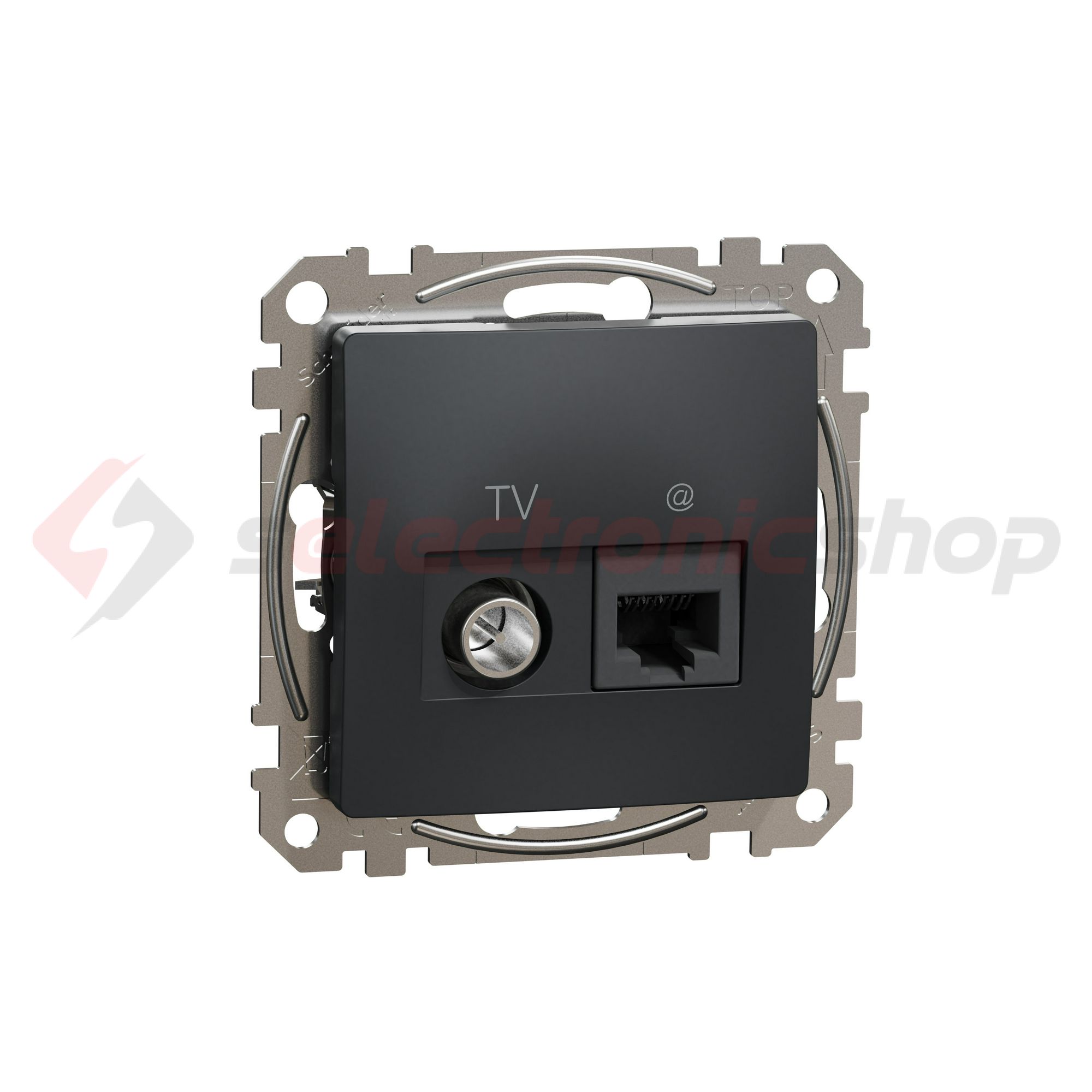 SednaÚj TV 1xKoax 1xRJ45 lakkozott matt antracit csavaros Cat6 Schneider - SDD114469T