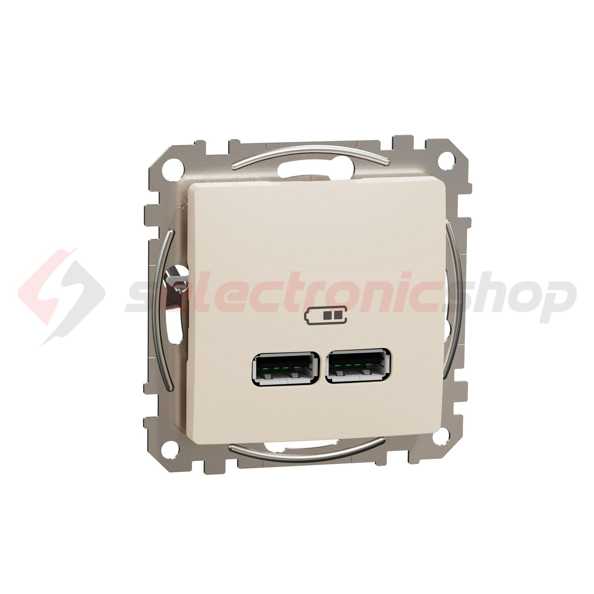 SednaÚj USB töltőaljzat A+A 2-ki 2400mA-max. 5V süllyesztett bézs Schneider - SDD112401