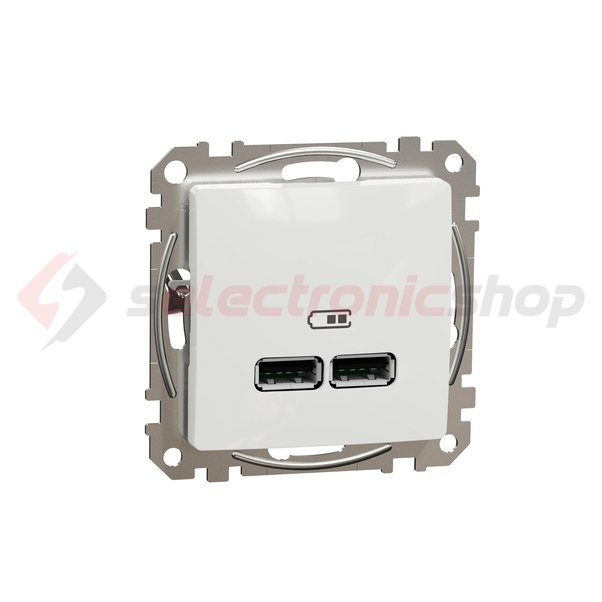 SednaÚj USB töltőaljzat A+A 2-ki 2400mA-max. 5V süllyesztett fehér Schneider - SDD111401