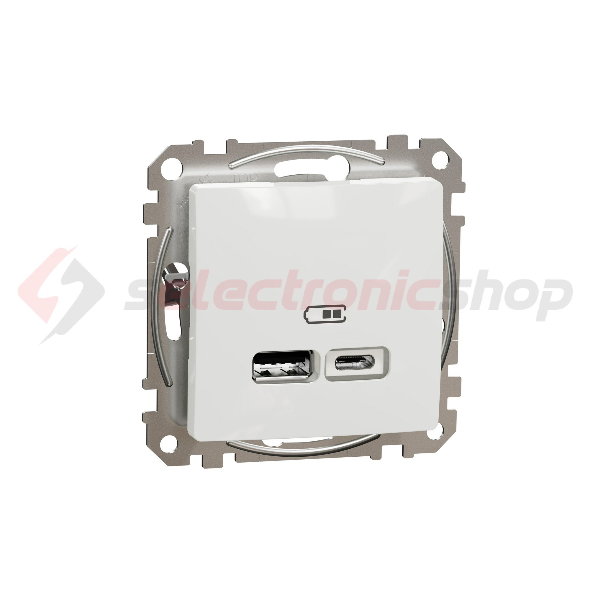 SednaÚj USB töltőaljzat A+C 2-ki 2400mA-max. 5V süllyesztett fehér Schneider - SDD111402