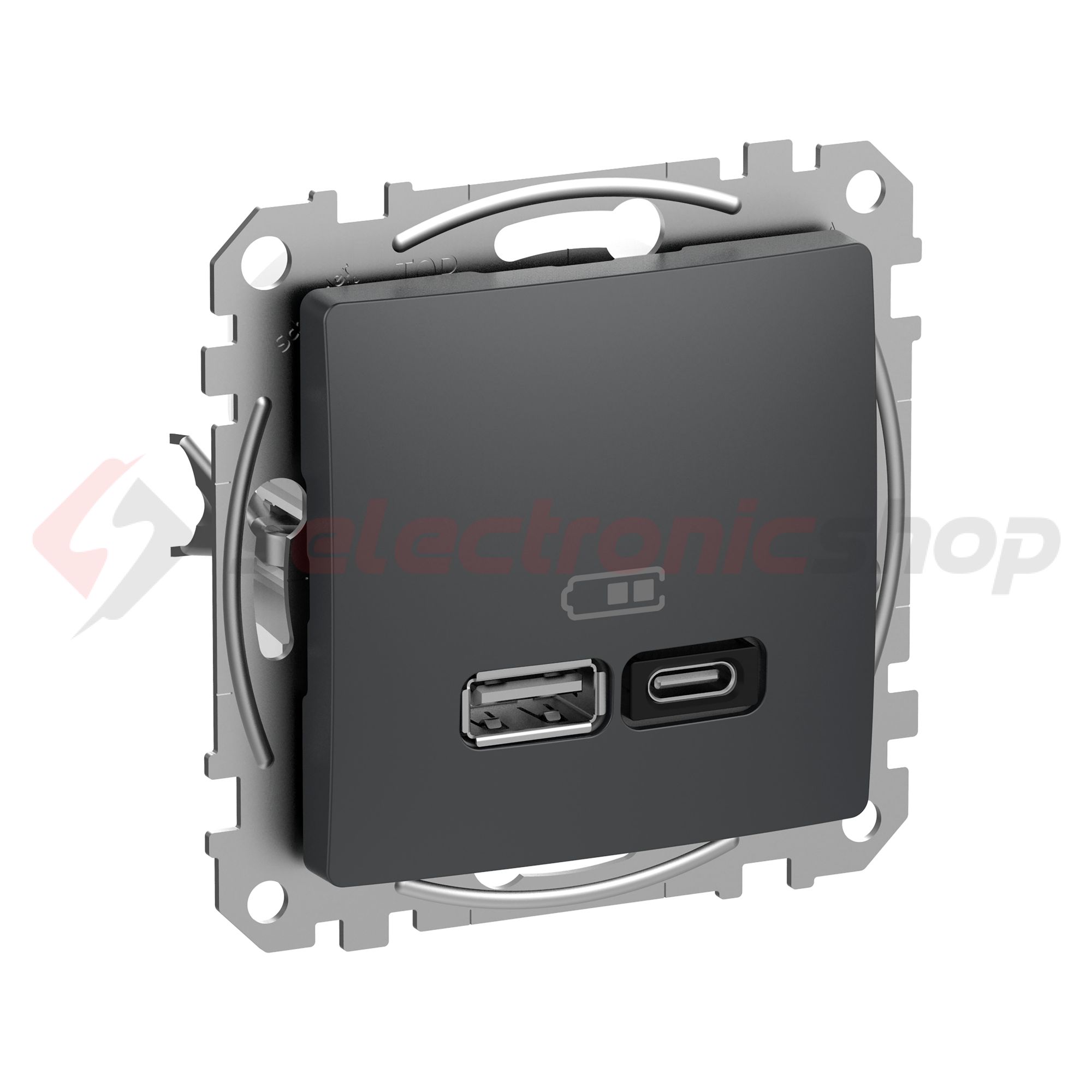 SednaÚj USB töltőaljzat A+C 2-ki 3000mA-max. 5V süllyesztett antracit Schneider - SDD114404