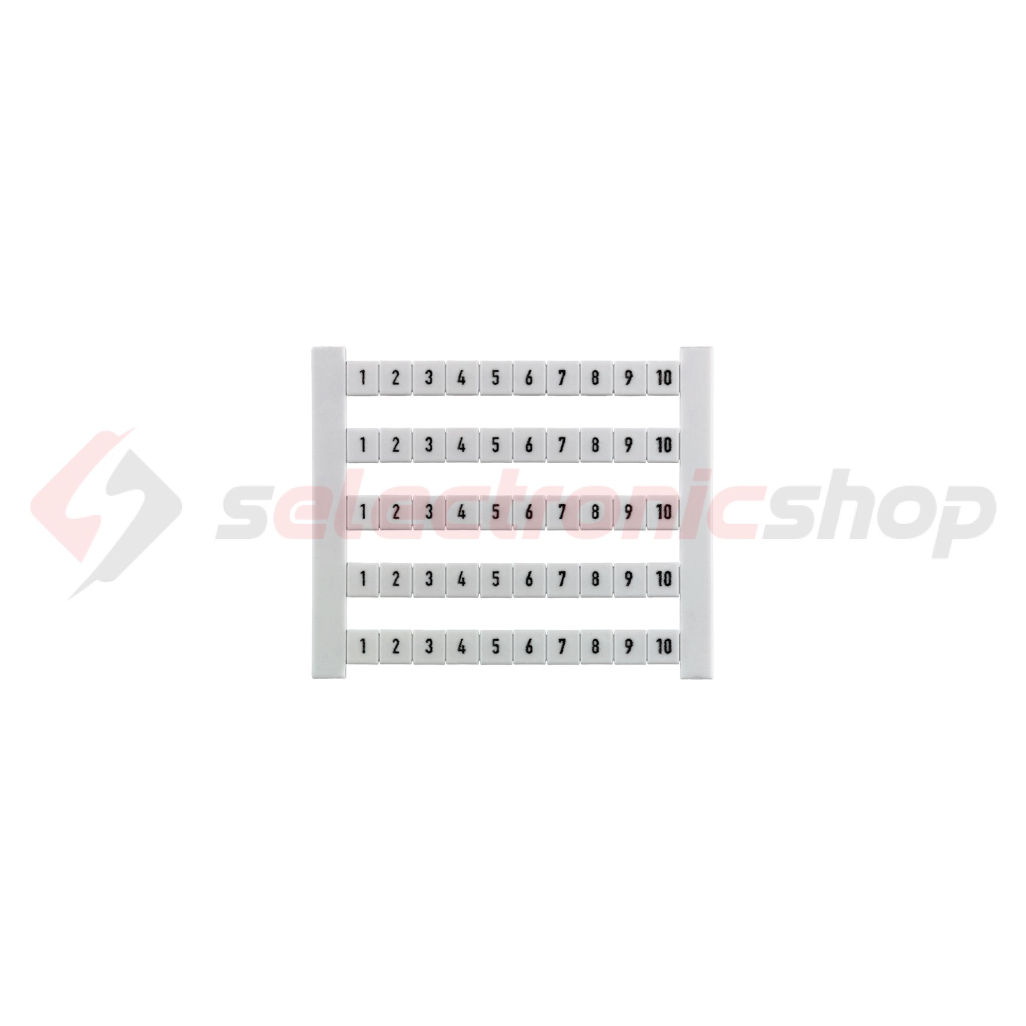 Sorkapocsjelölő lap 1-10 vízszintes fehér 5mm-modultáv DEK 5 FWZ 1-10 Weidmüller - 0523060001