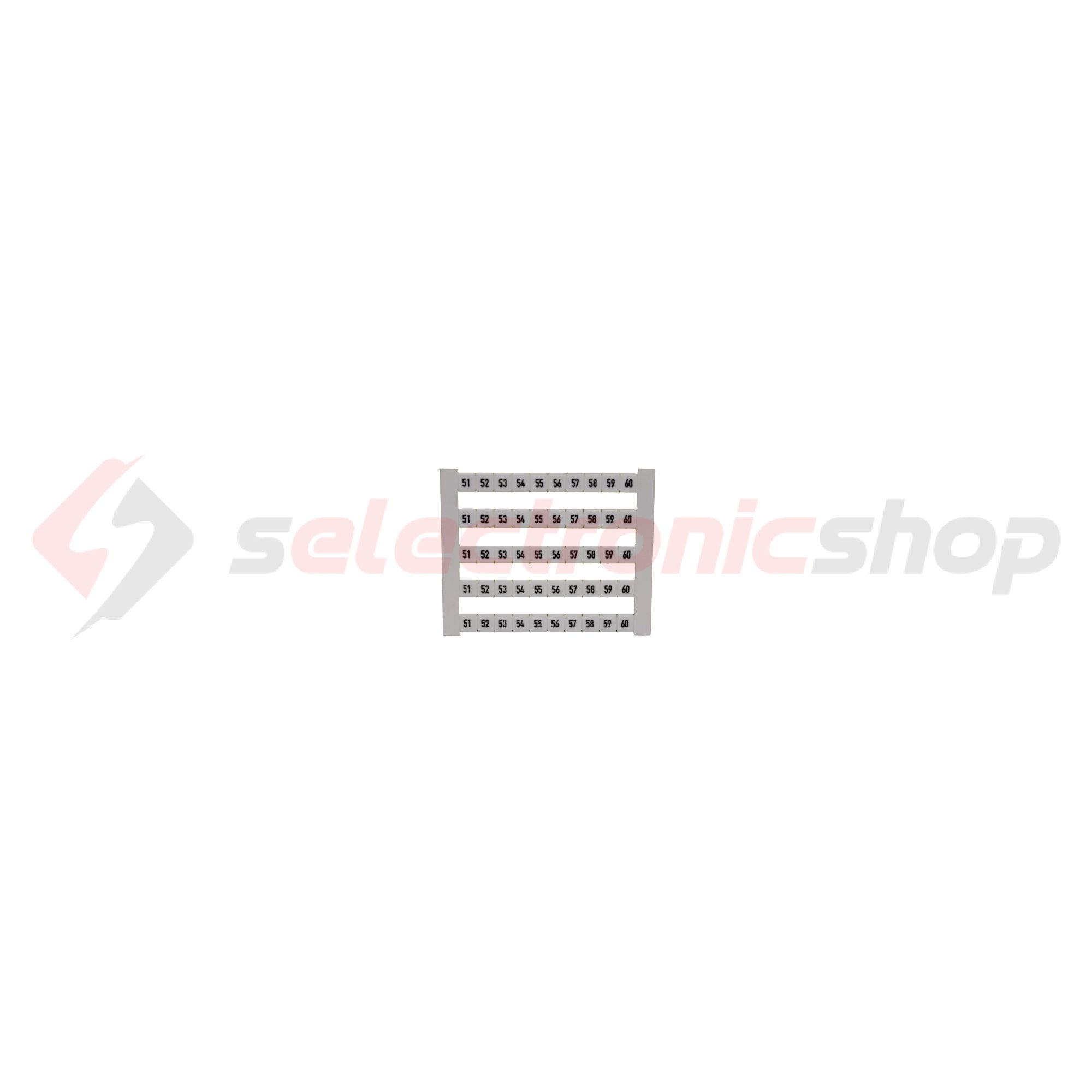 Sorkapocsjelölő lap 51-60 vízszintes fehér 5mm-modultáv DEK 5 FWZ 51-60 Weidmüller - 0523060051