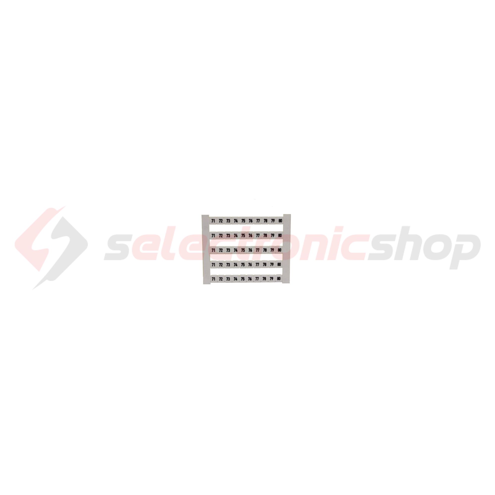 Sorkapocsjelölő lap 71-80 vízszintes fehér 5mm-modultáv DEK 5 FWZ 71-80 Weidmüller - 0523060071