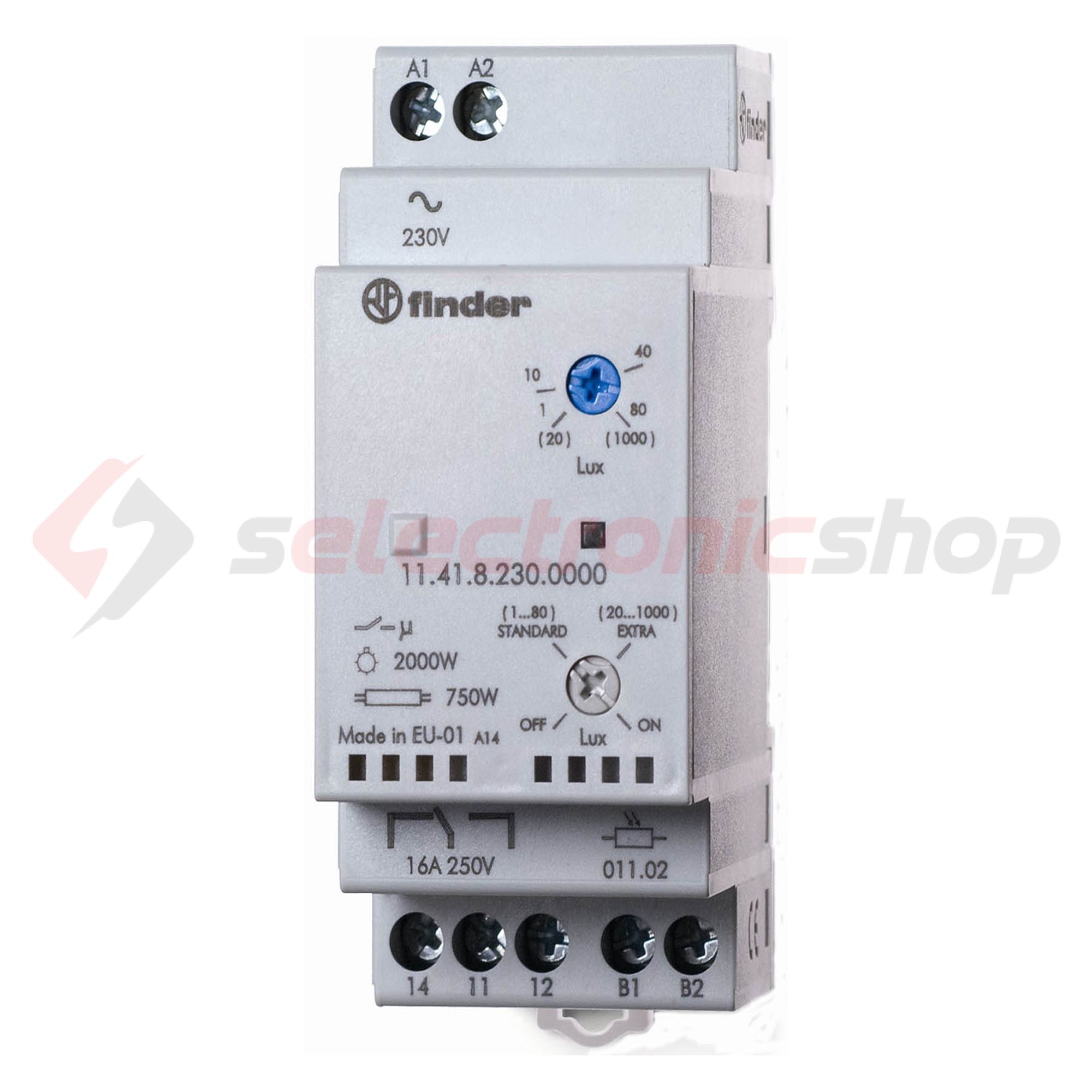 Sorolható alkonykapcsoló érzékelővel 230V 50-60Hz 1-1000lx 2000W/izzó 2M 11.41.8.230.0000 FINDER - 114182300000