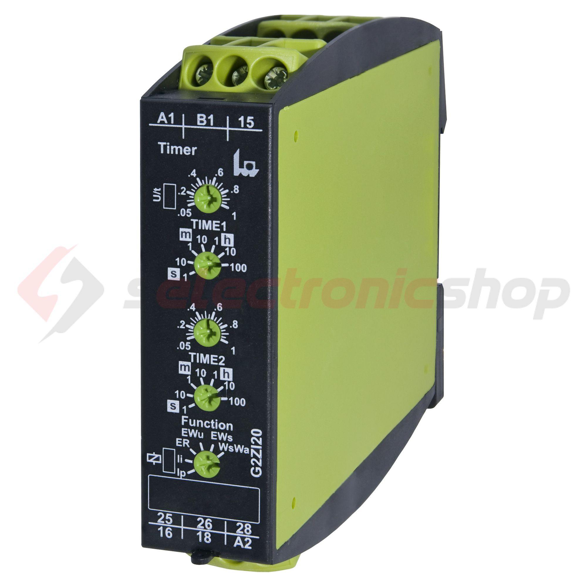 Sorolható időrelé 8-funkciós 0,05s–100h 2-v 12-240V50Hz 12-240VDC Gamma G2ZI20 Tele-Haase - 120501