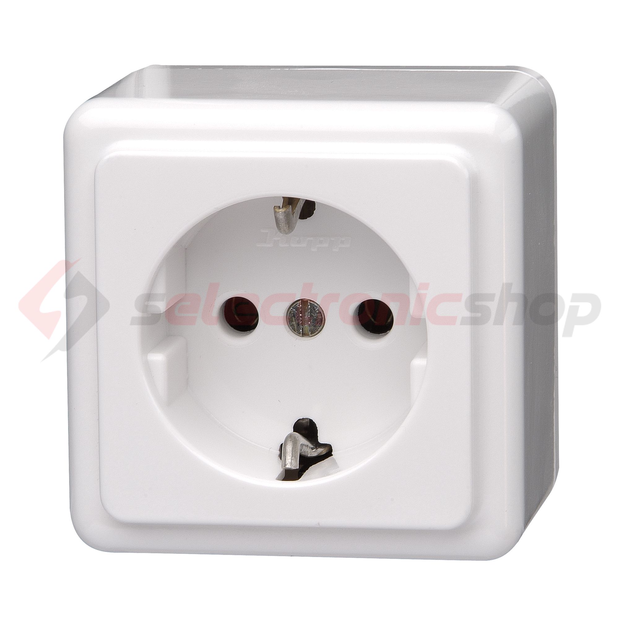 Standard 162 dugalj földelt fehér IP20 falonkívüli rugós Kopp - 101802000