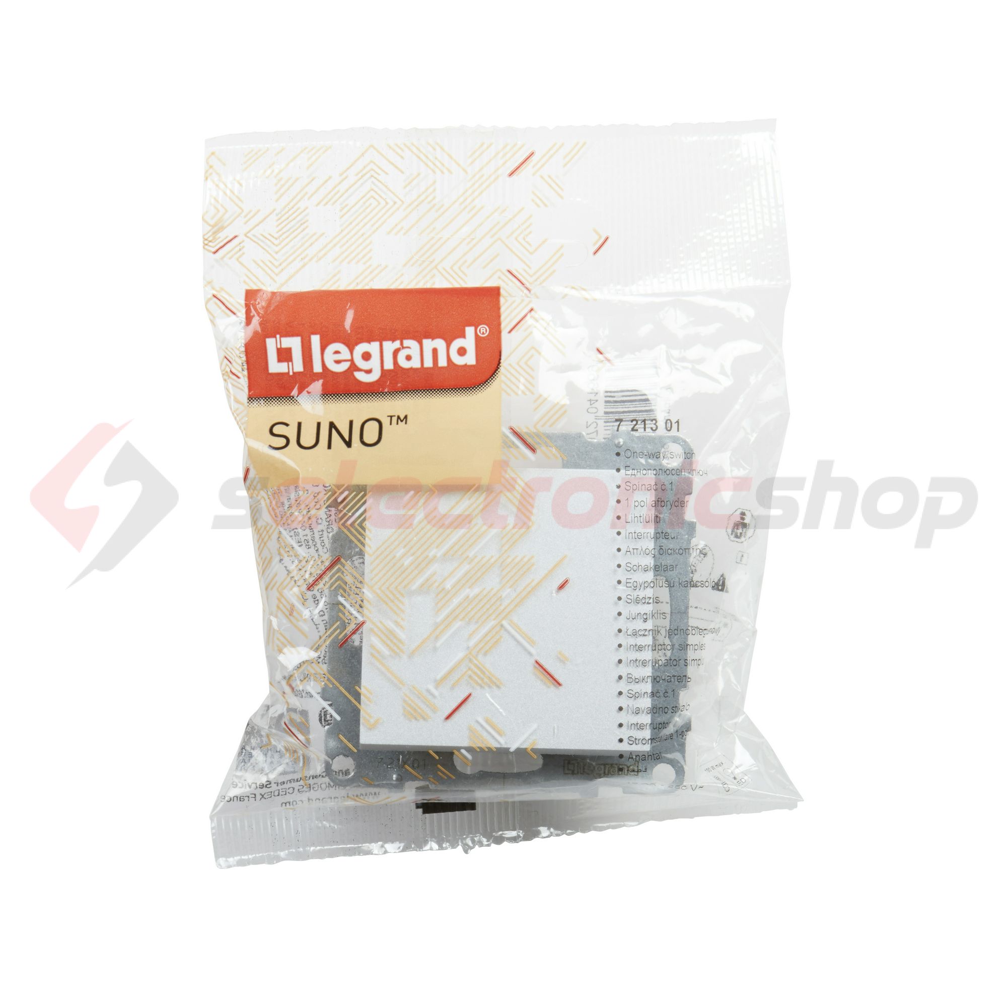 Suno 101 1P kapcsoló 101 1P kapcsoló betét közp. fedéllel alumínium süllyesztett rugós LEGRAND - 721301
