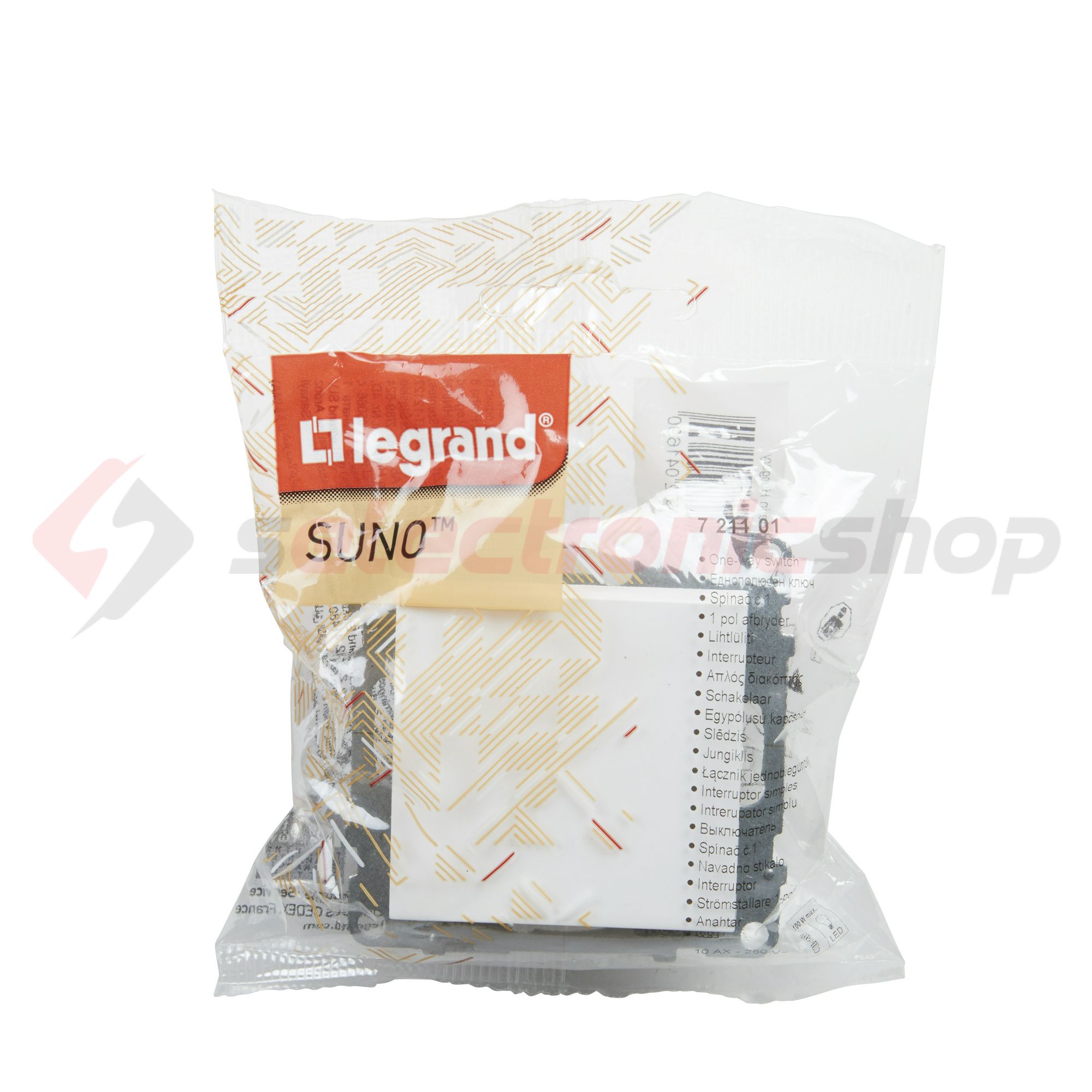 Suno 101 1P kapcsoló 101 1P kapcsoló betét közp. fedéllel fehér süllyesztett rugós IP20 LEGRAND - 721101