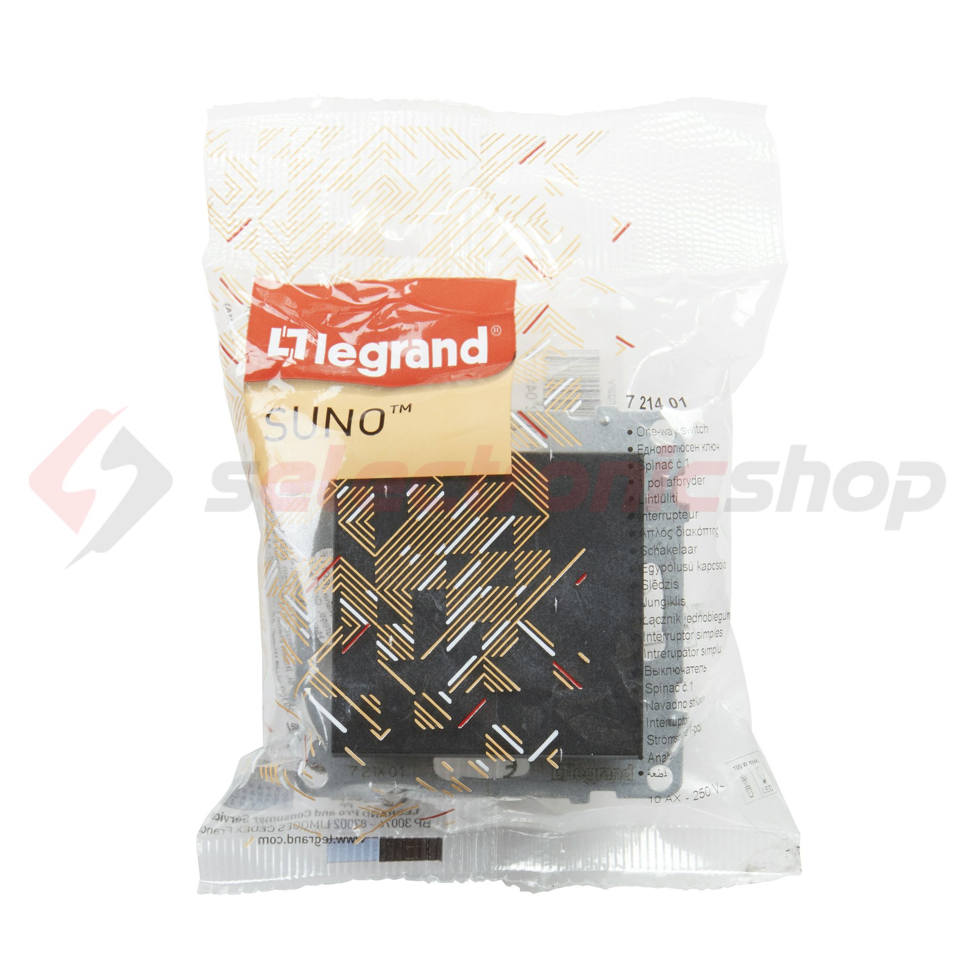 Suno 101 1P kapcsoló 101 1P kapcsoló betét közp. fedéllel fekete süllyesztett rugós IP20 LEGRAND - 721401