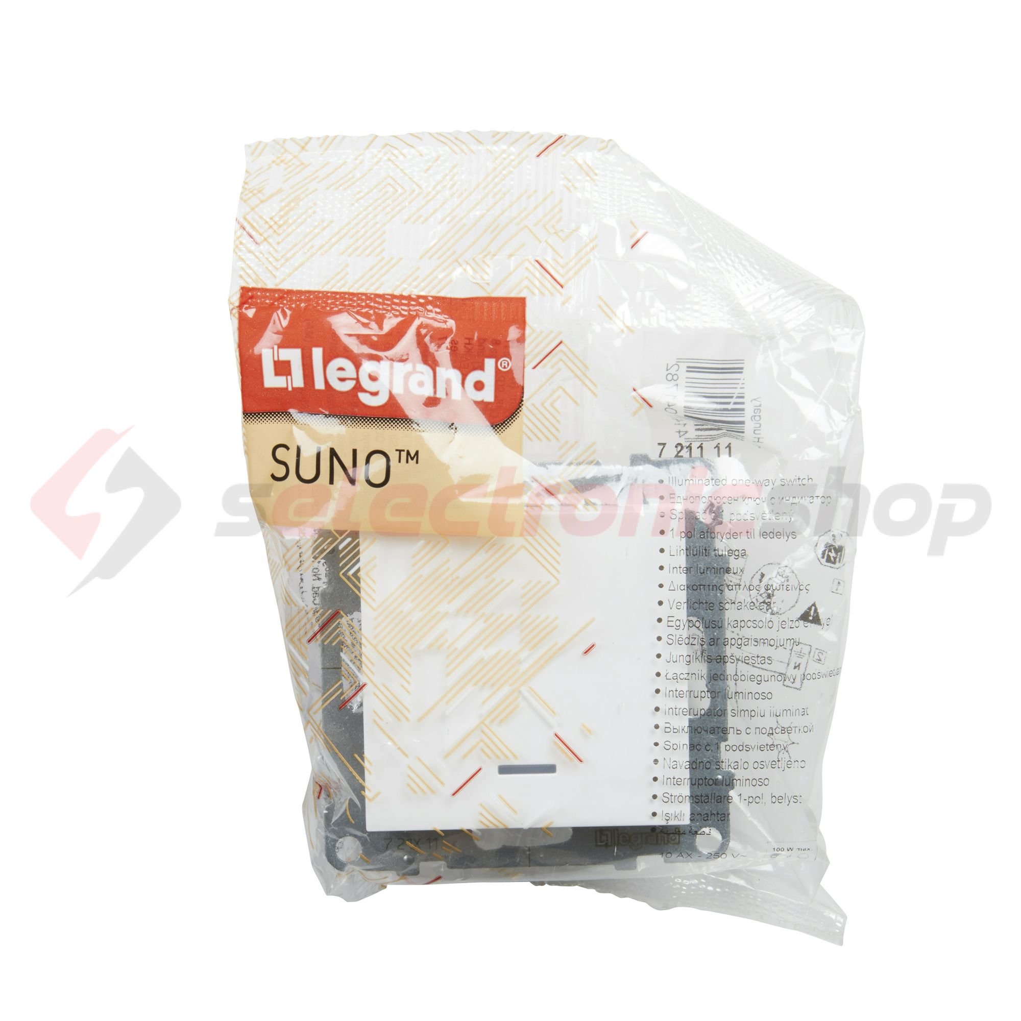 Suno 101 1P kapcsoló +jelzőfény 101 1P kapcsoló betét közp. fedéllel fehér süllyesztett LEGRAND - 721111