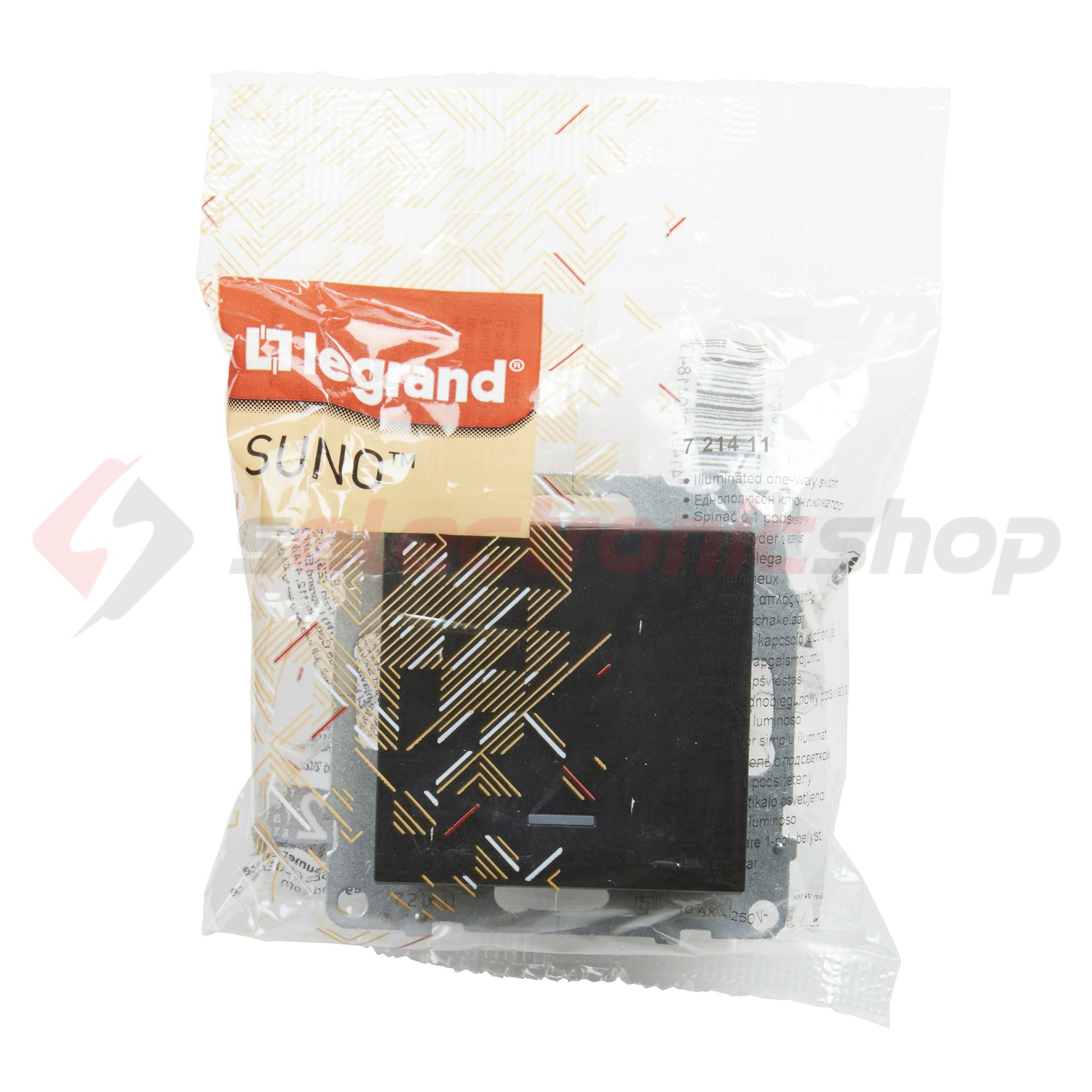 Suno 101 1P kapcsoló +jelzőfény 101 1P kapcsoló betét közp. fedéllel fekete süllyesztett LEGRAND - 721411